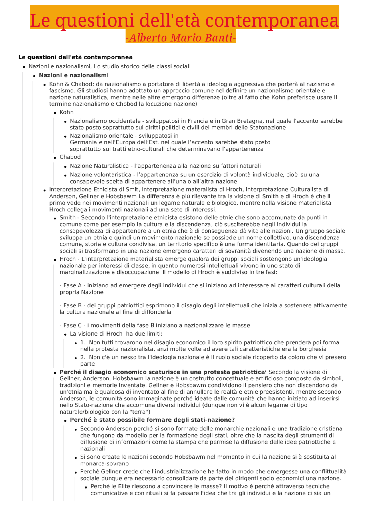Le questioni dell'età contemporanea - Banti | Sintesi del corso di ...