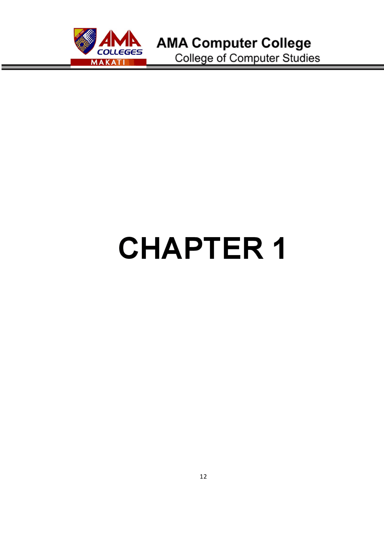 Its a first chapter of a capstone/thesis project that contains the ...