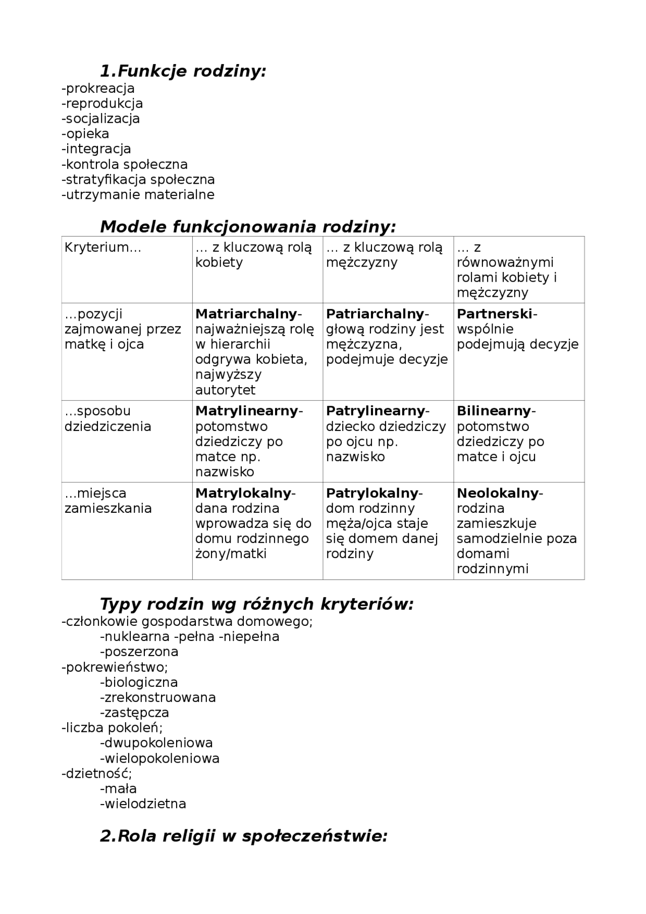 Notatka na test z wosu | Notatki Wiedza o społeczeństwie | Docsity