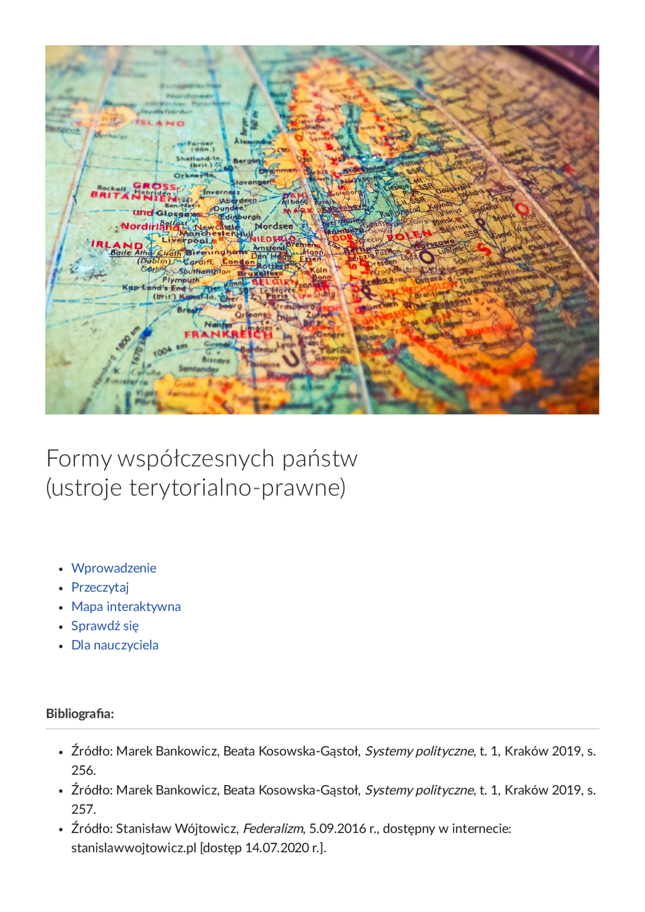 Formy współczesnych państw (ustroje terytorialno-prawne) | Egzaminy