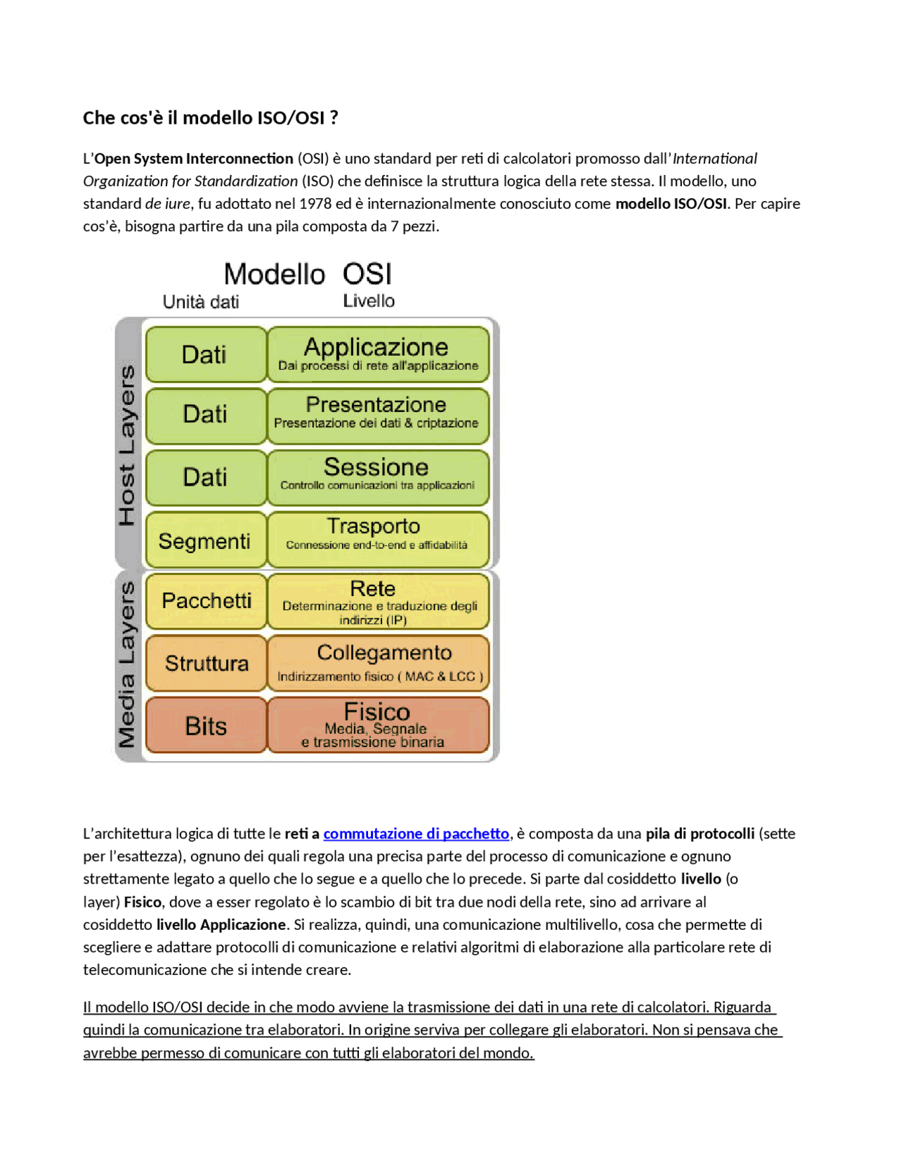 Modello ISO/OSI e TCP/IP | Schemi e mappe concettuali di Reti ...