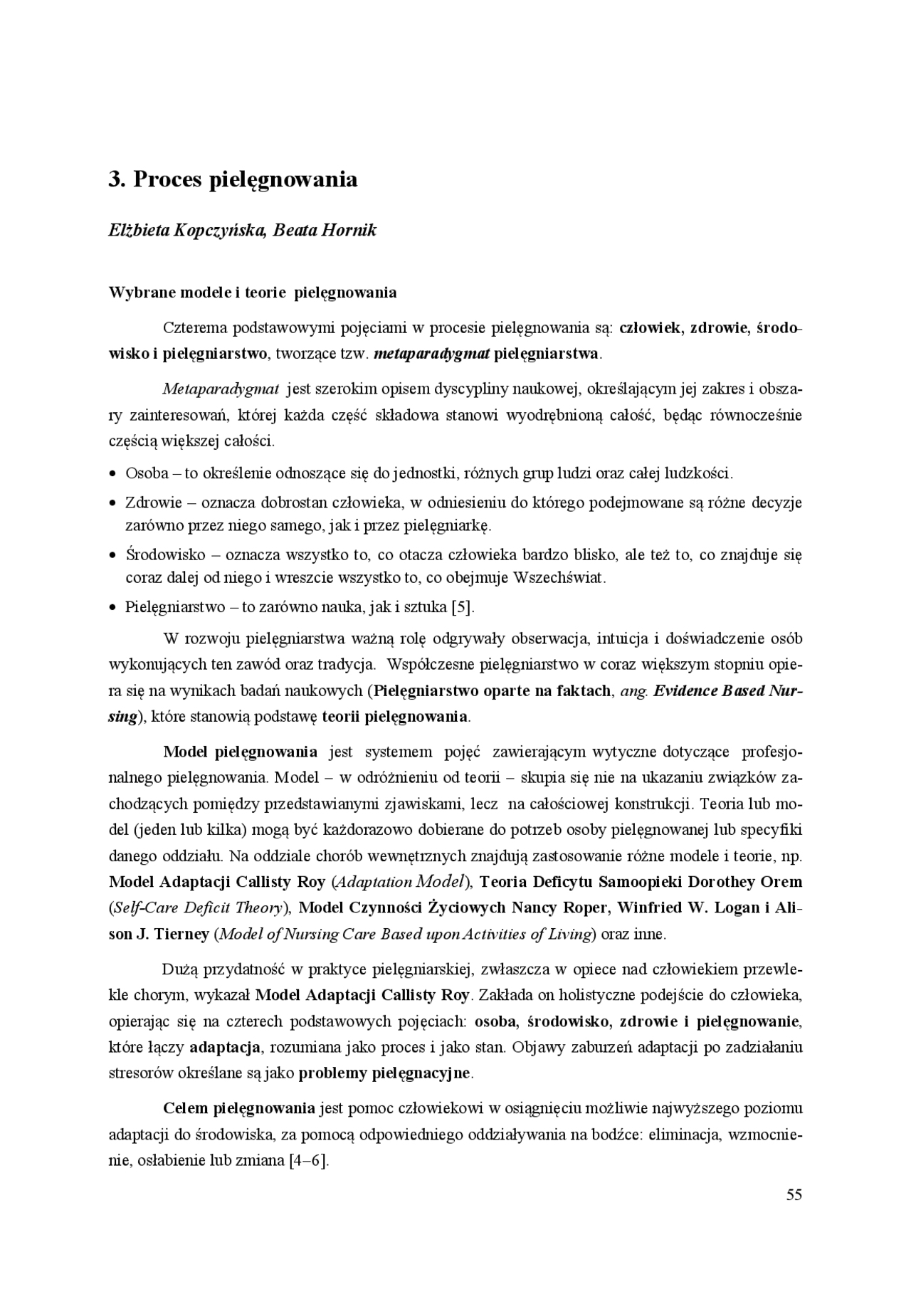 3. Proces pielęgnowania | Schematy Pielęgniarstwo | Docsity