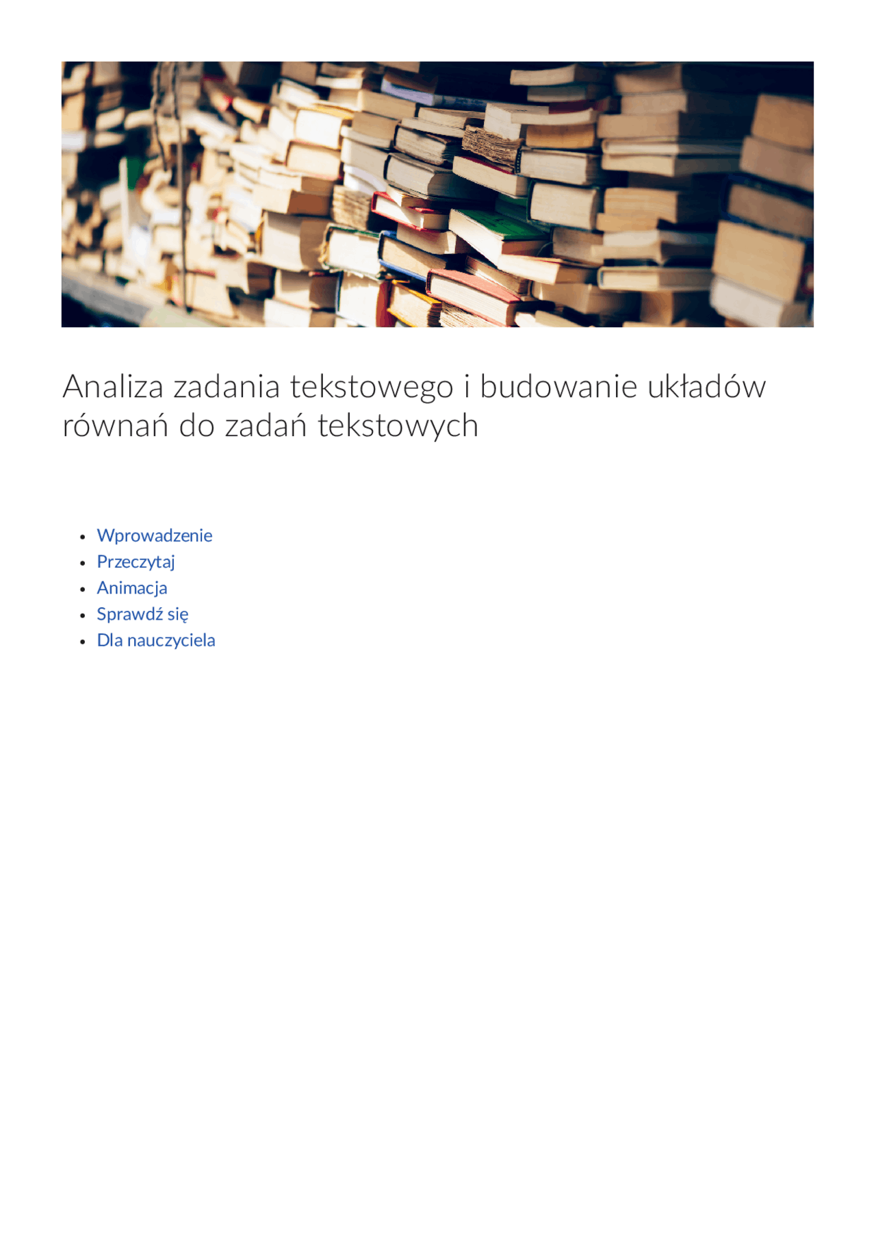 Analiza zadania tekstowego i budowanie układów równań do