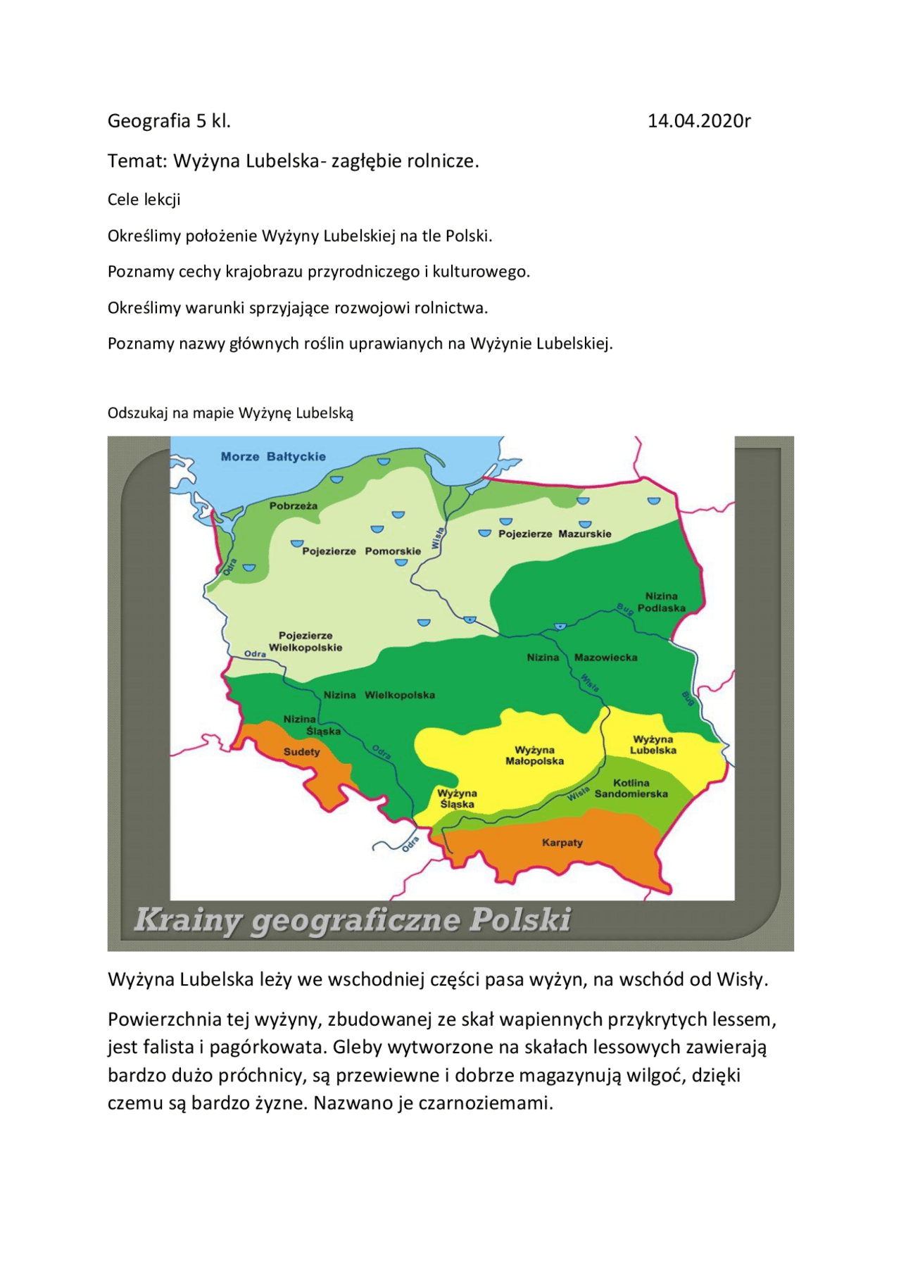 Geografia 5 kl. 14.04.2020r Temat: Wyżyna Lubelska | Prezentacje