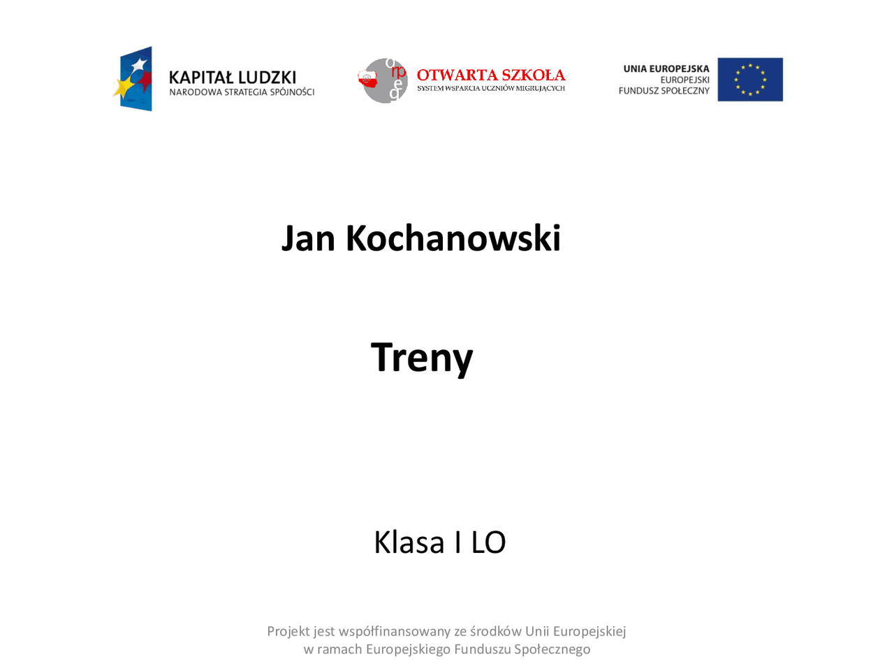 3. Treny Jana Kochanowskiego.pdf | Schematy Filozofia | Docsity