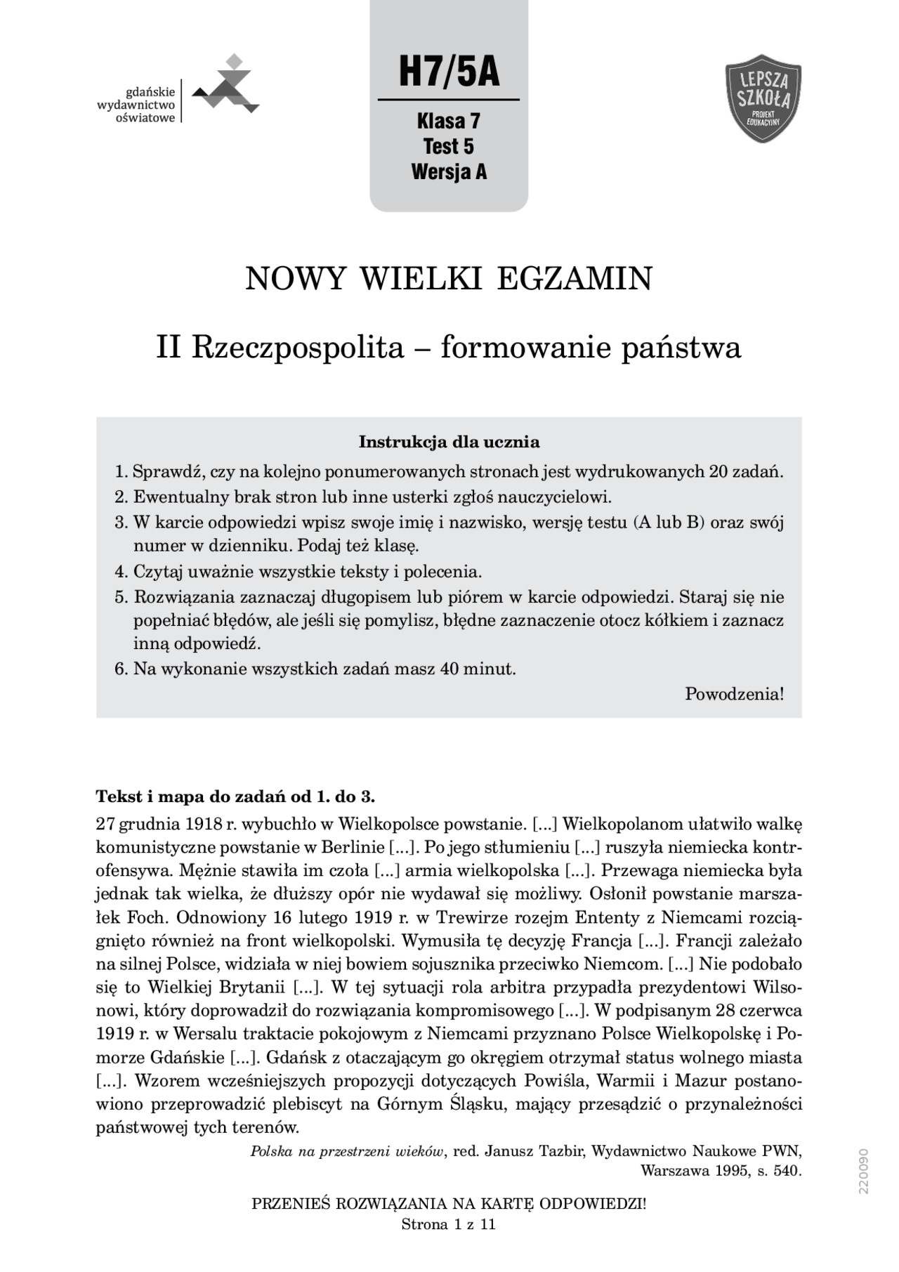 NOWY WIELKI EGZAMIN II Rzeczpospolita | Publikacje Historia | Docsity