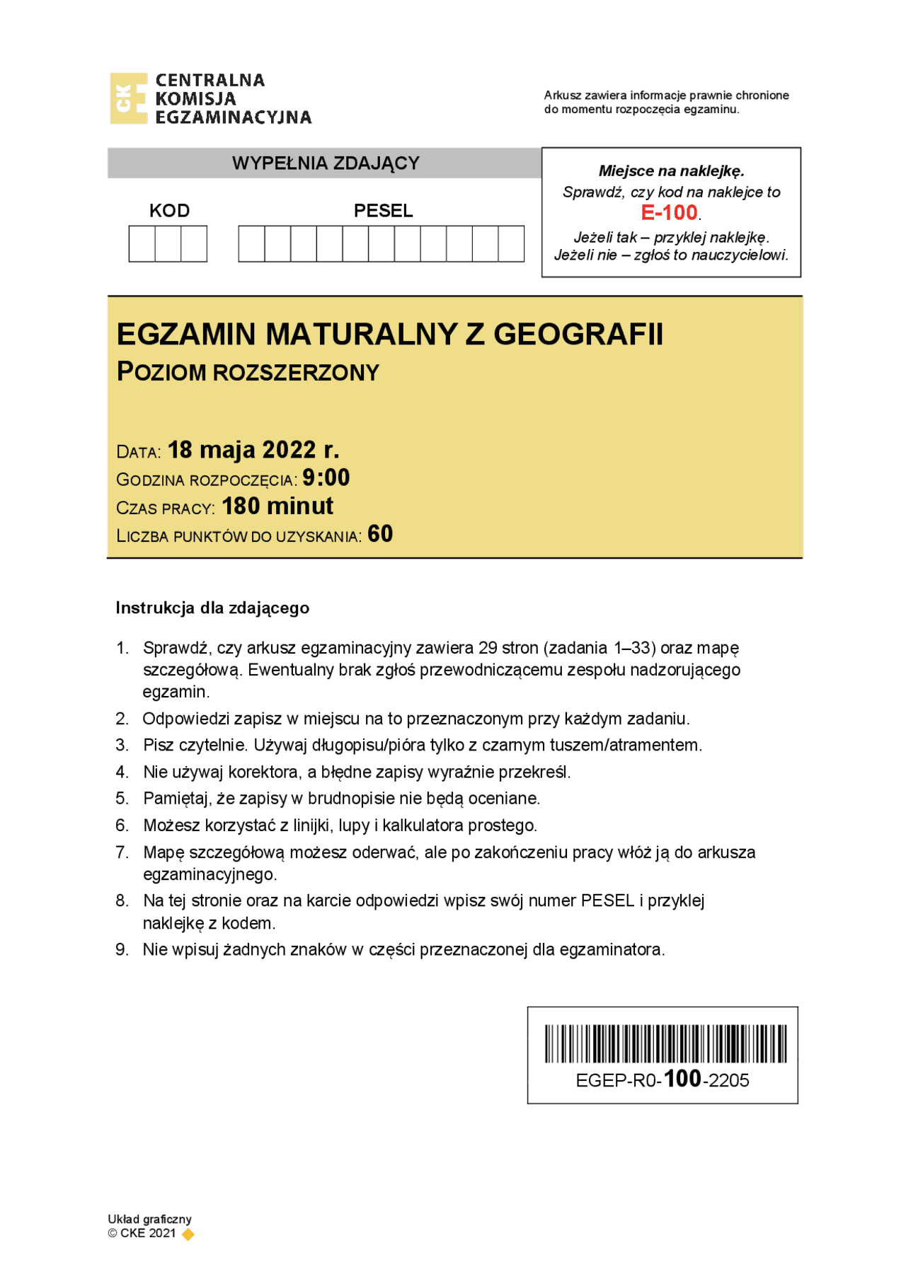EGZAMIN MATURALNY Z GEOGRAFII | Publikacje Geografia | Docsity