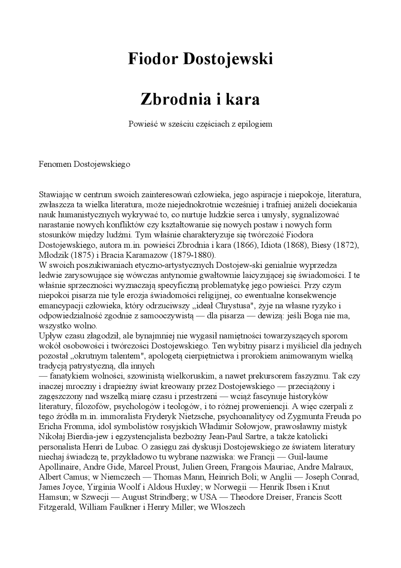 Fiodor Dostojewski Zbrodnia i kara | Prezentacje Historia | Docsity