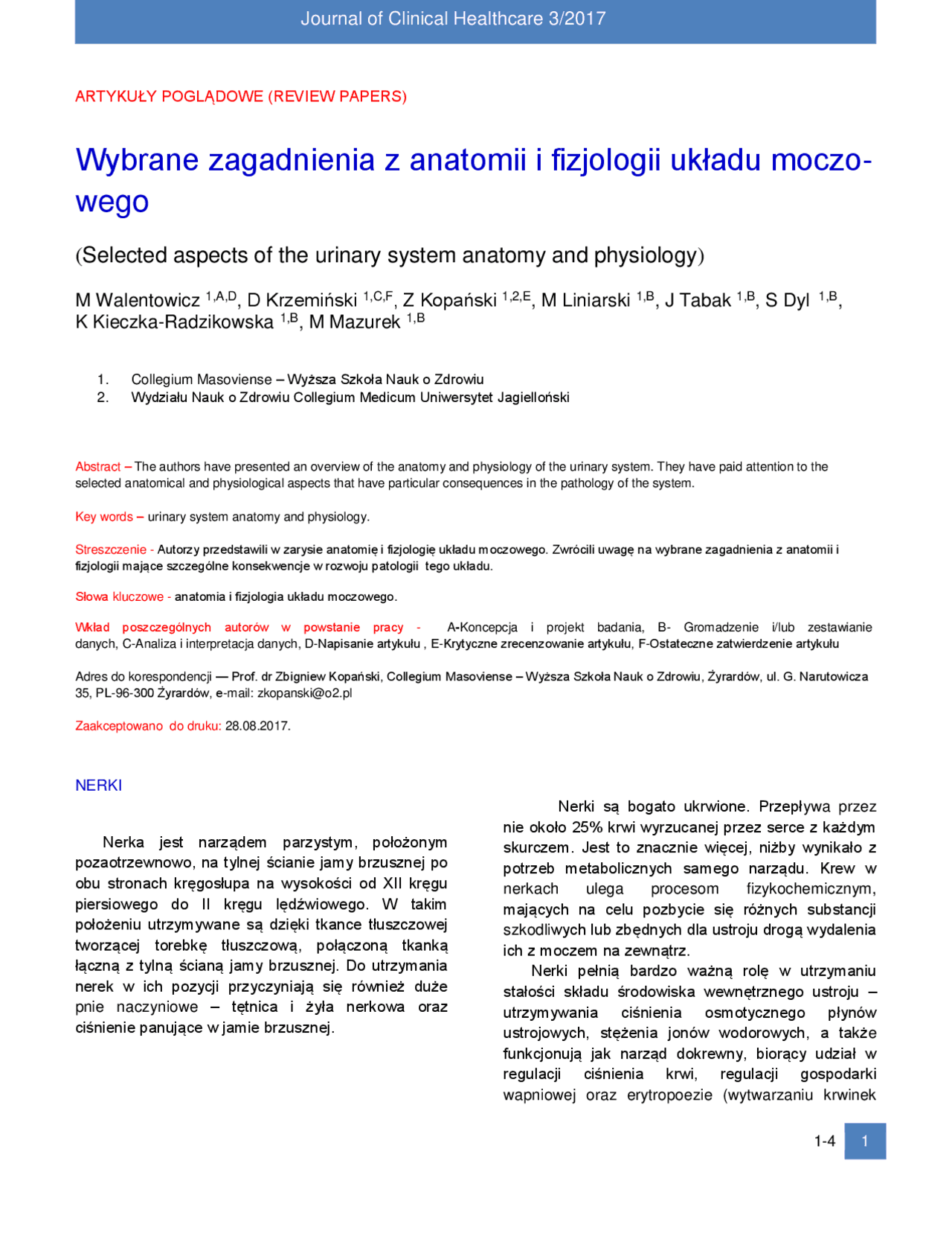 Sprawdzian Z Anatomii I Fizjologii Człowieka