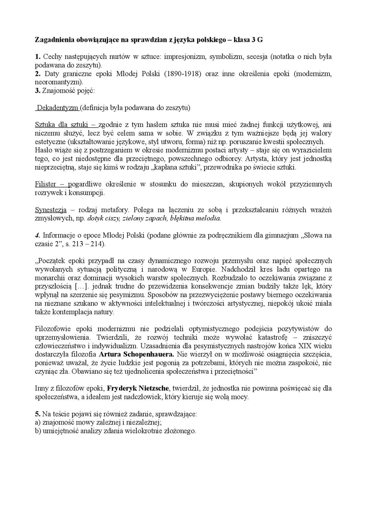 Zagadnienia obowiązujące na sprawdzian z języka polskiego | Egzaminy