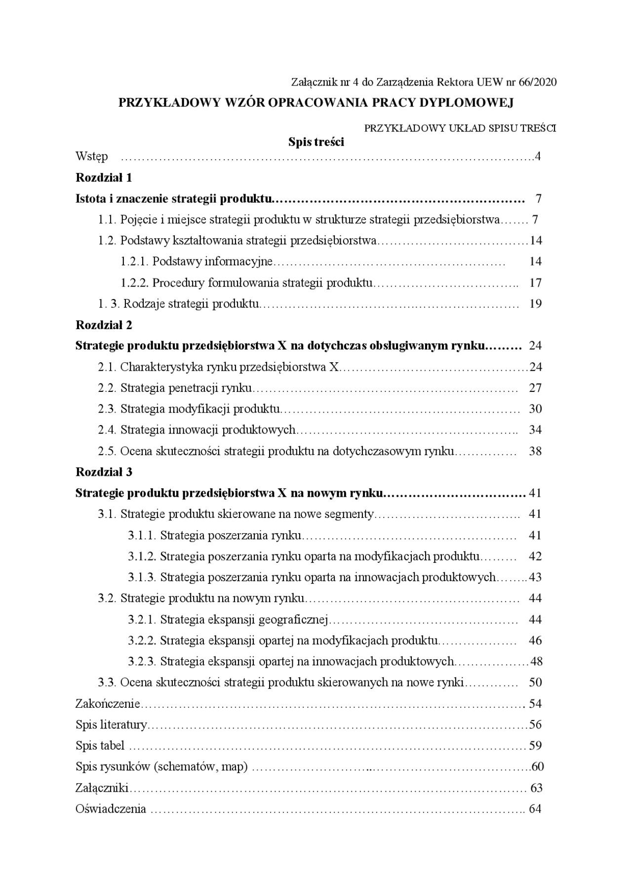 Przykładowy wzór opracowania pracy dyplomowej | Ćwiczenia Typologia ...