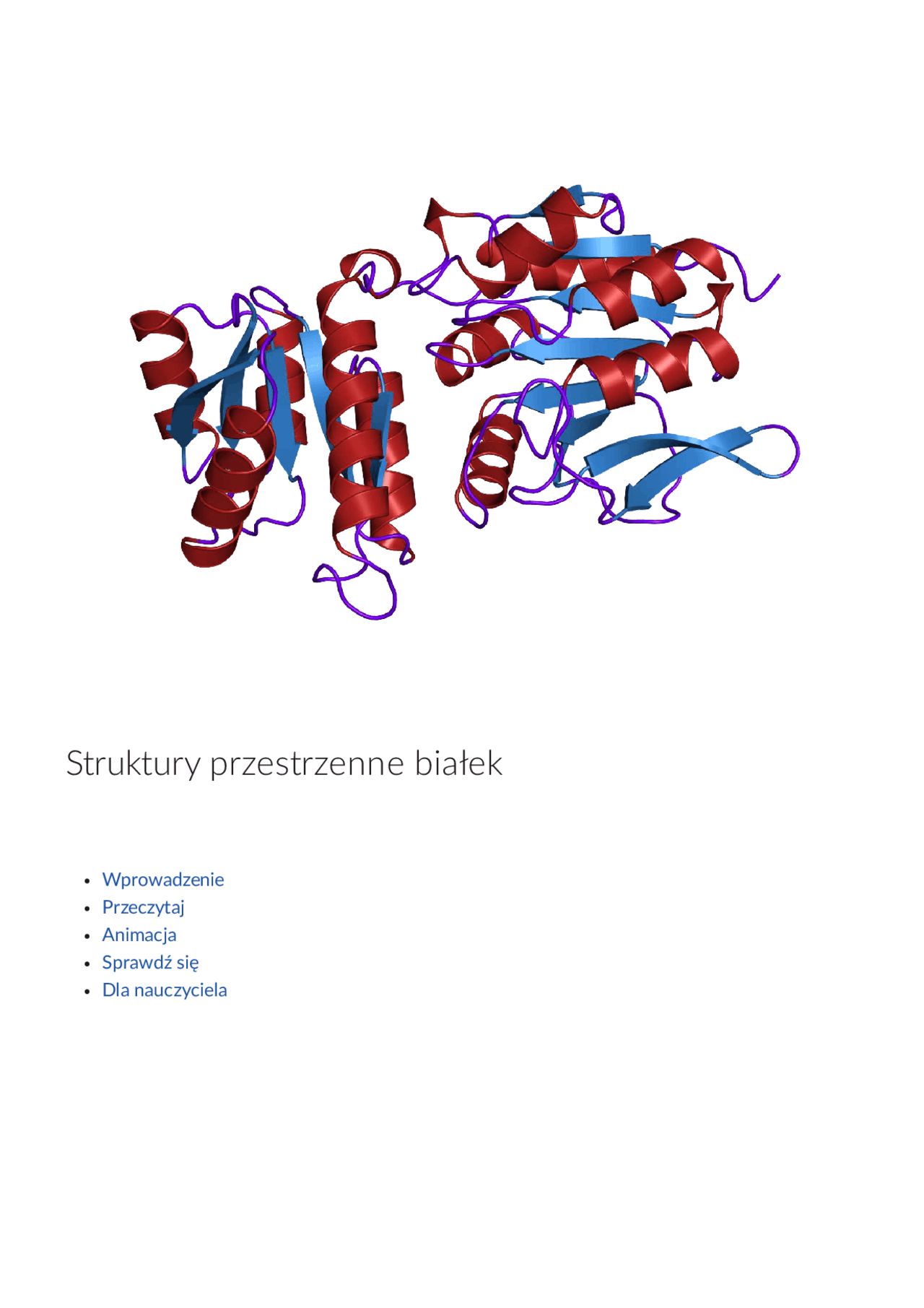 Struktury przestrzenne białek | Schematy Biologia | Docsity