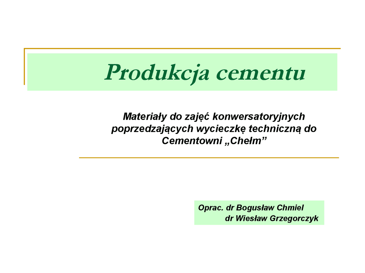 Produkcja cementu | Ćwiczenia Transport | Docsity