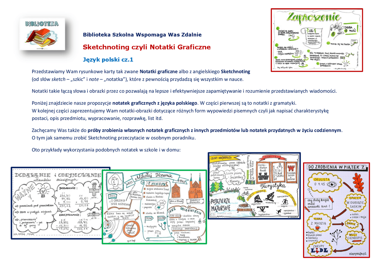 Notatki Z Lektur Klasa 8 Pdf - Sketchnoting czyli Notatki Graficzne | Egzaminy Język polski | Docsity