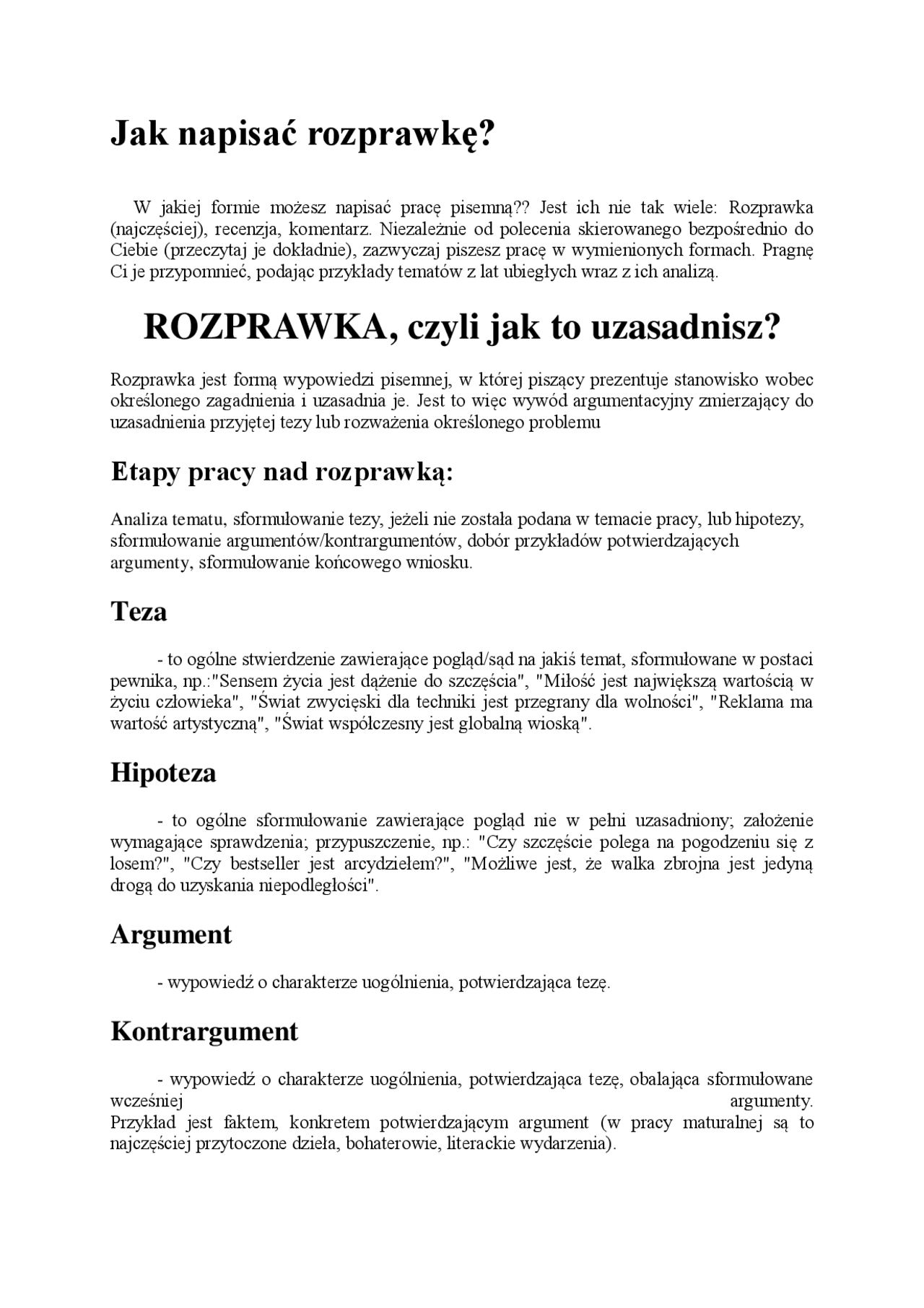 Jak napisać rozprawkę? ROZPRAWKA, czyli jak to uzasadnisz? | Ćwiczenia