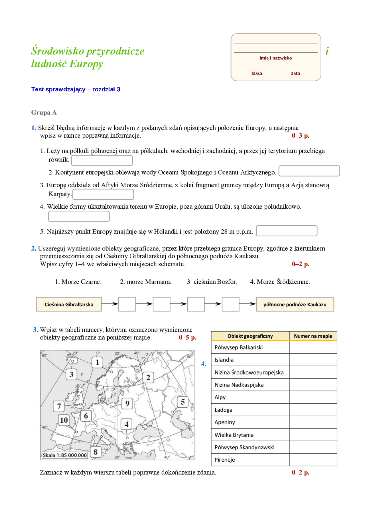 Środowisko przyrodnicze i ludność Europy | Notatki Geografia | Docsity