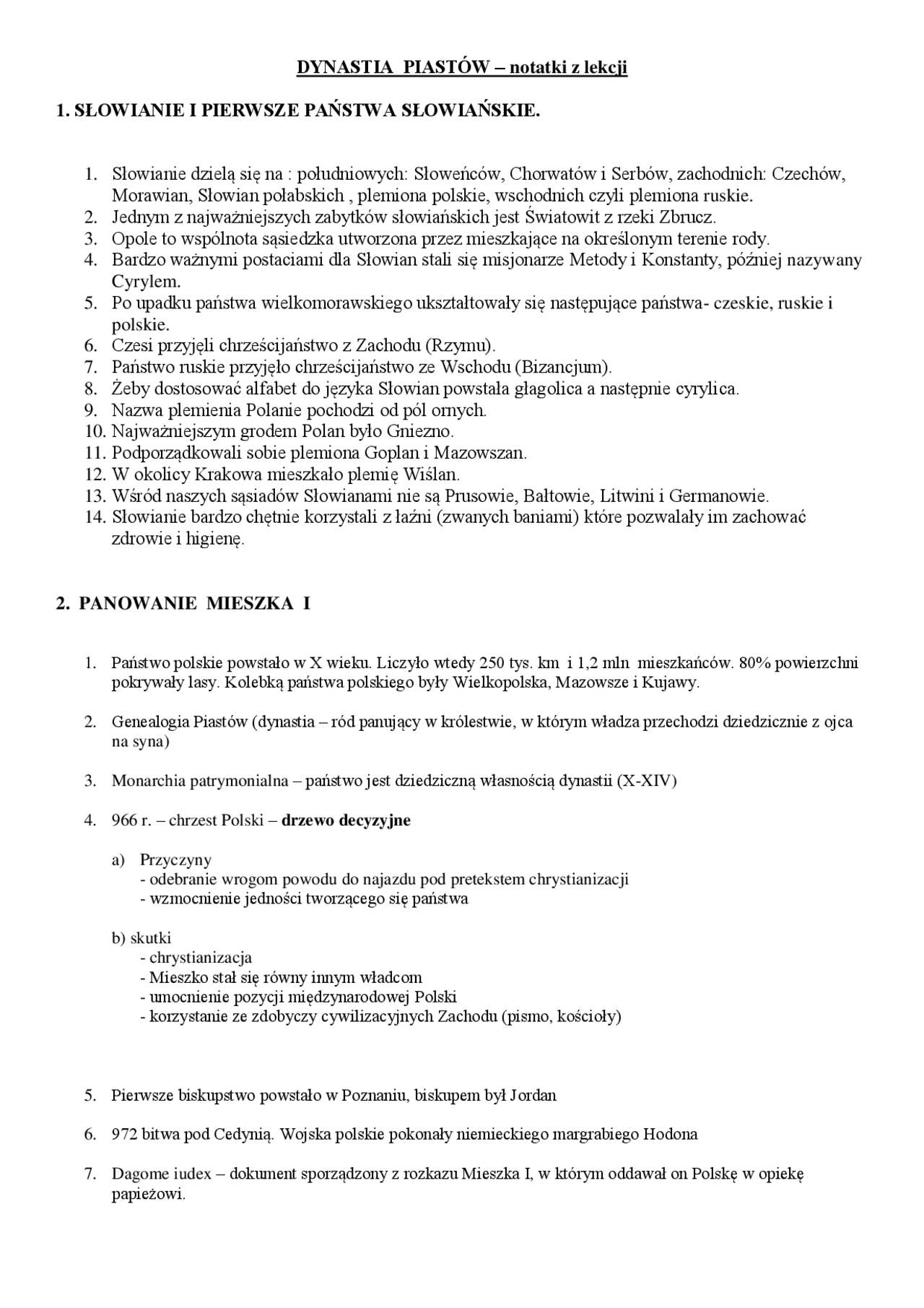 DYNASTIA PIASTÓW – notatki z lekcji 1. SŁOWIANIE I | Prezentacje