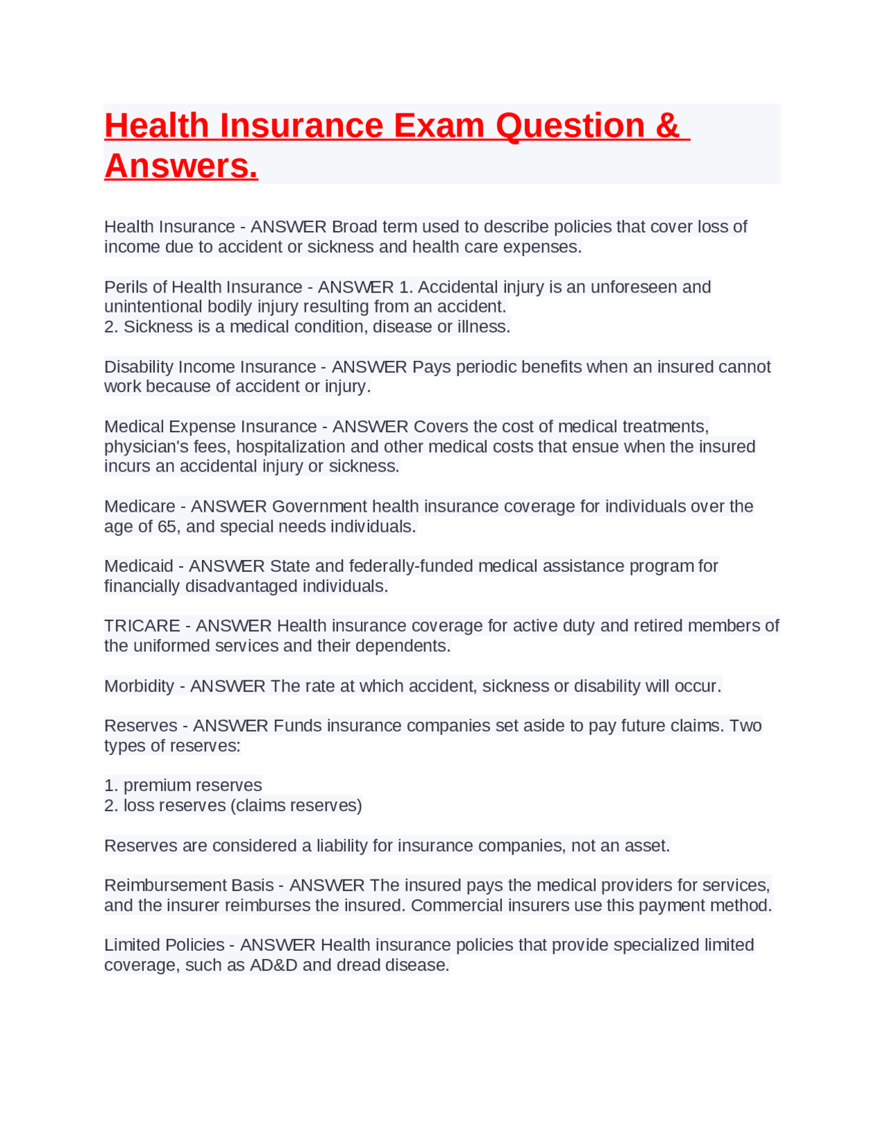 Health Insurance Exam Cheat Sheet at Tara Brothers blog