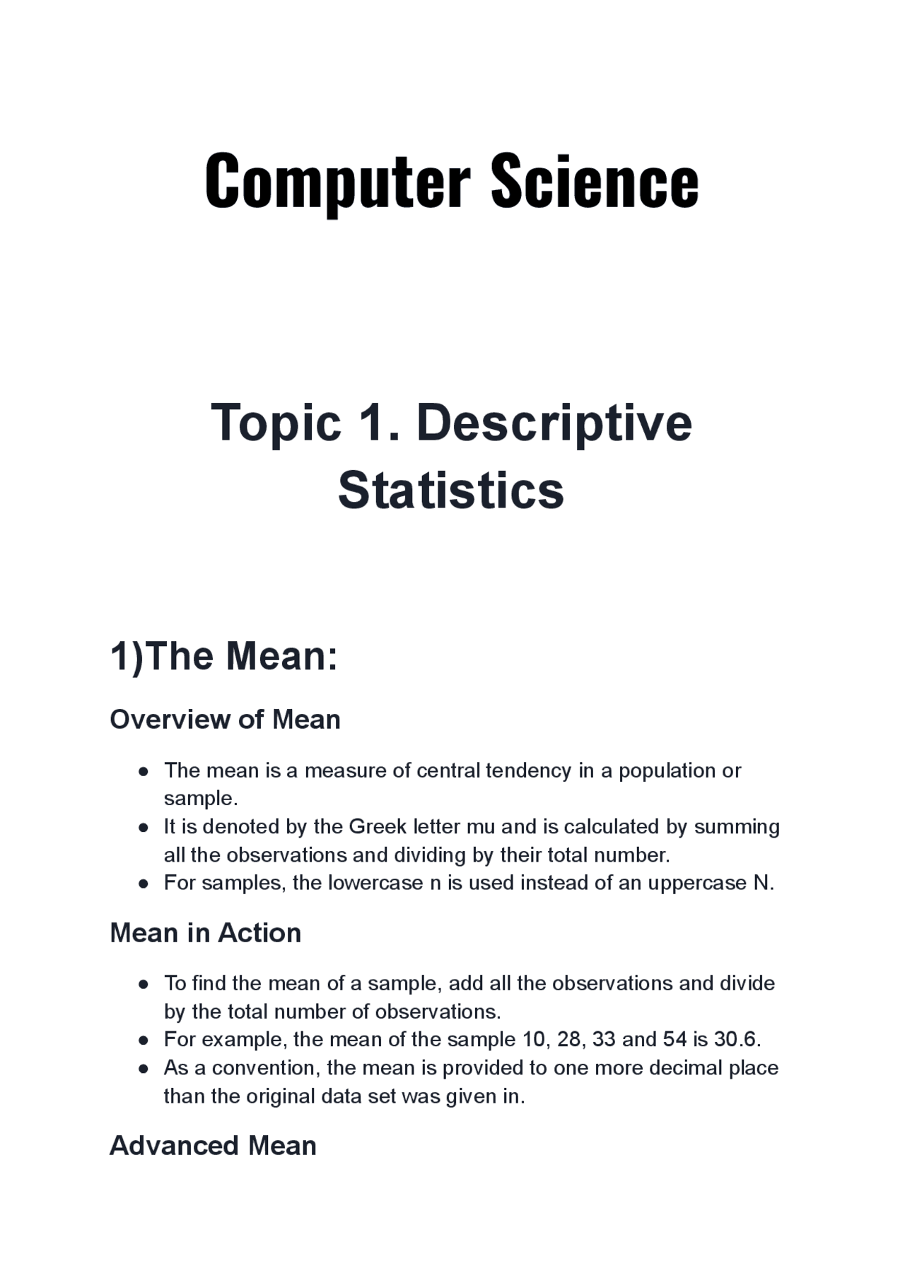 Summary of Descriptive Statistics | Summaries Descriptive statistics ...