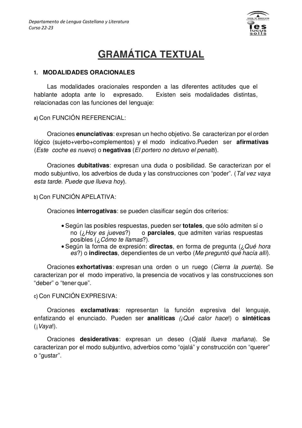 Gramática textual de 2 de bachillerato previo a selectividad | Tesis de ...