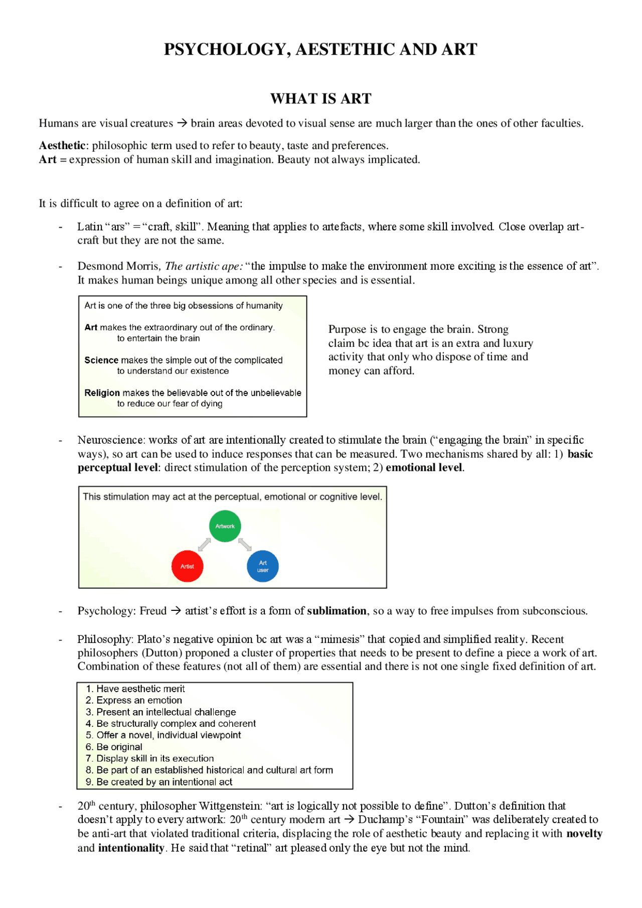 Psychology, Aesthetics and Art Prof Bertamini (UNIPD) Dispense di