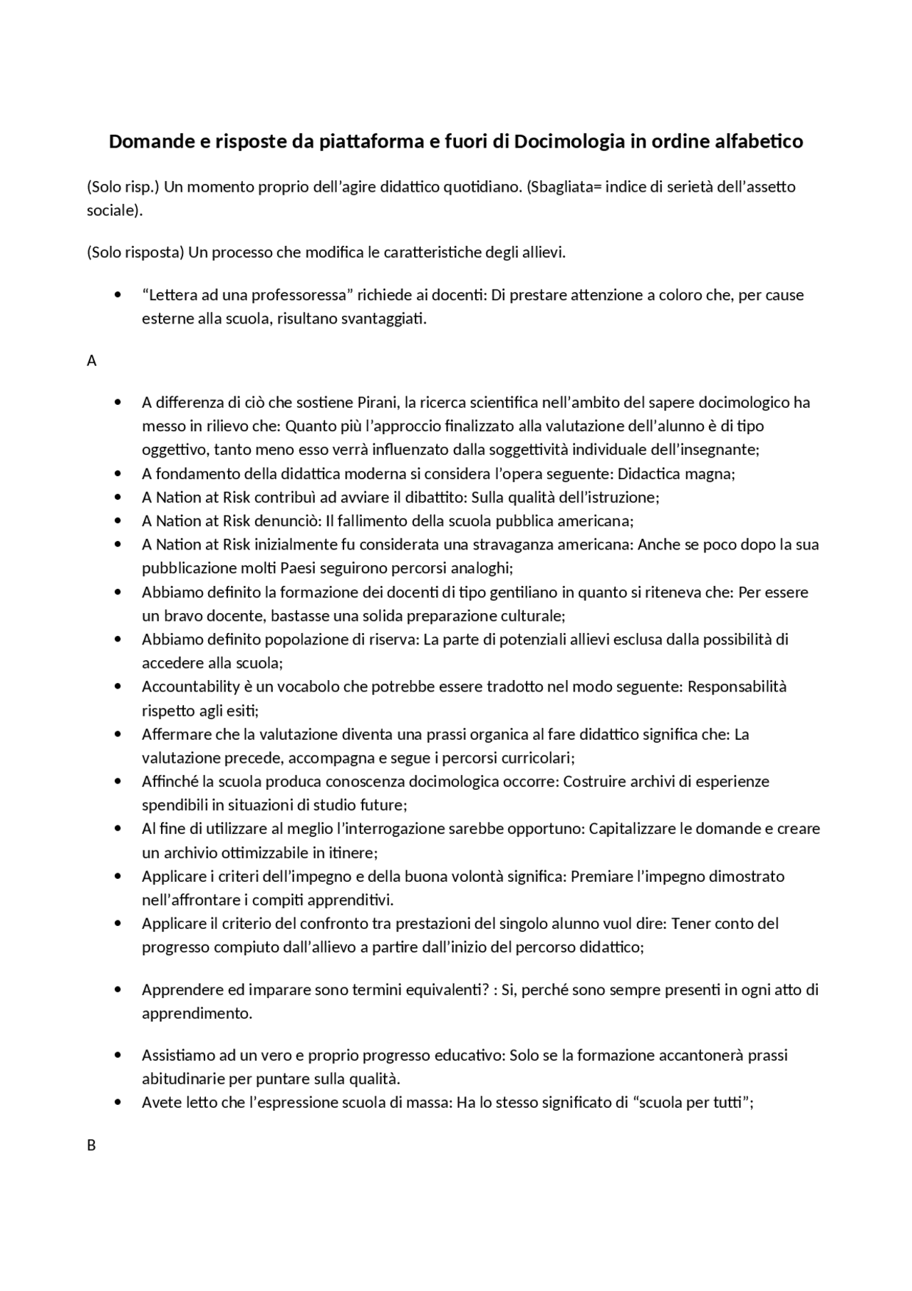 PEGASO DOMANDE E RISPOSTE DA PIATTAFORMA E FUORI DOCIMOLOGIA - COMPLETO ...