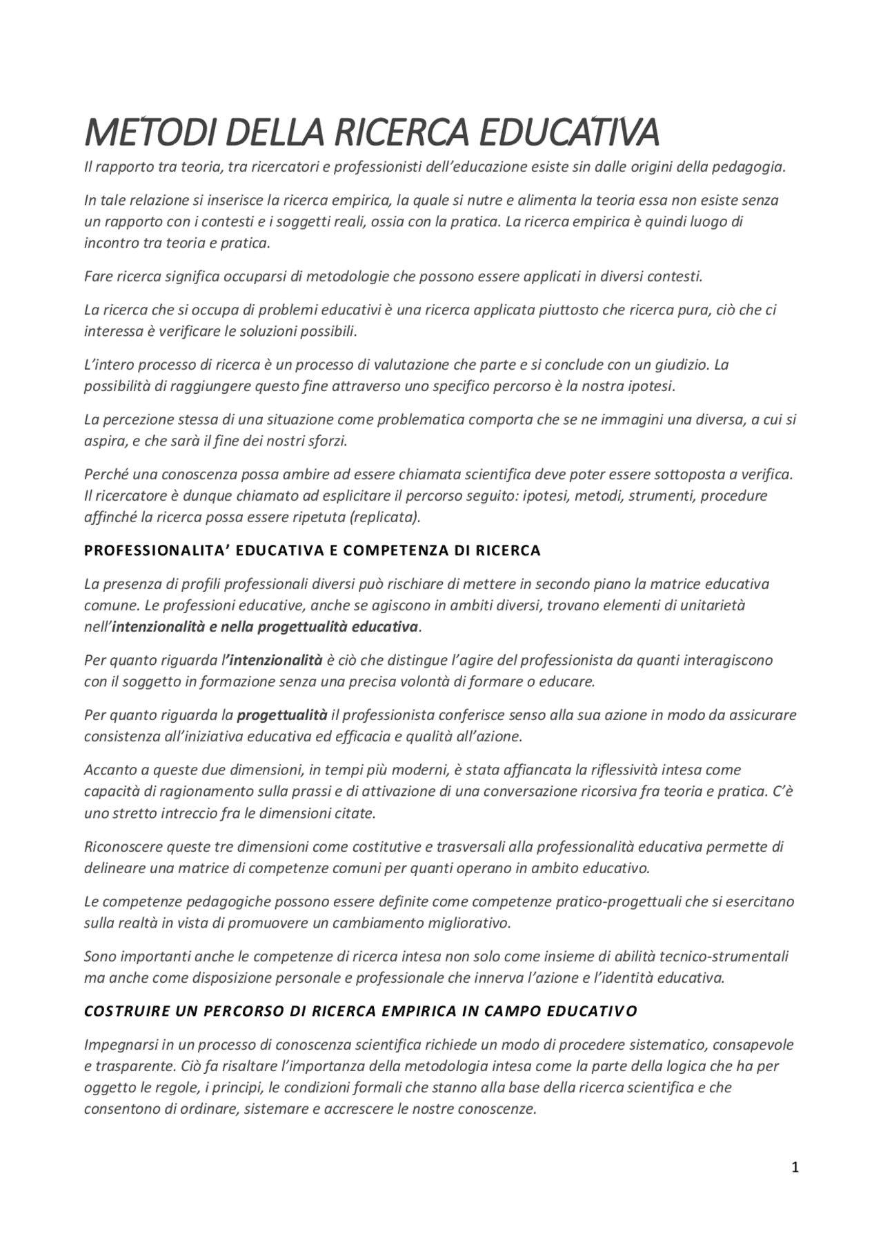 Metodi della ricerca educativa | Slide di Modelli e tecniche di ...