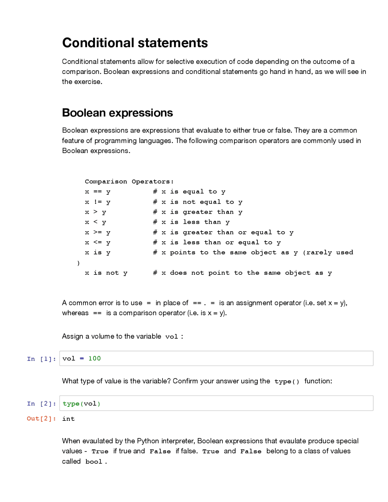 Conditional statements | Exams Programming Languages | Docsity