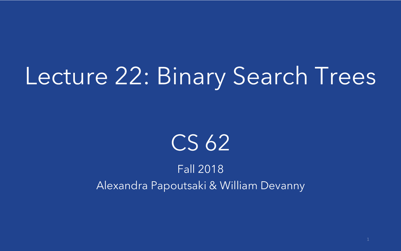 Lecture 22: Binary Search Trees | Study notes Data Structures and ...