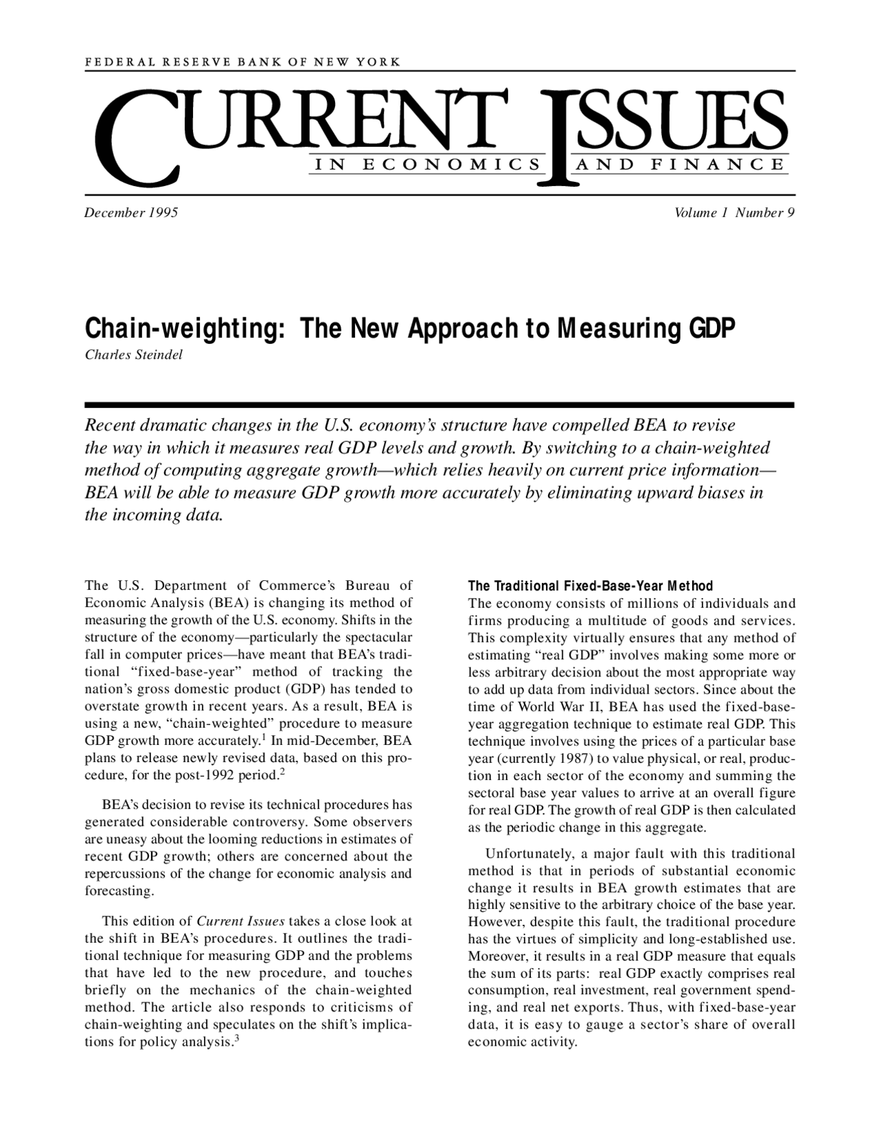 Chainweighting The New Approach to Measuring GDP Summaries
