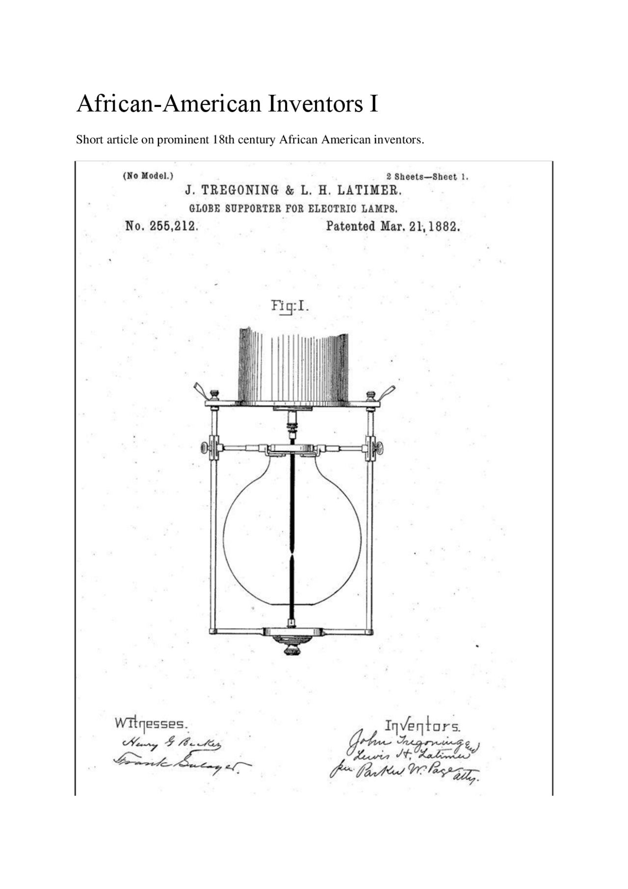African-American Inventors I | Lecture notes Law | Docsity