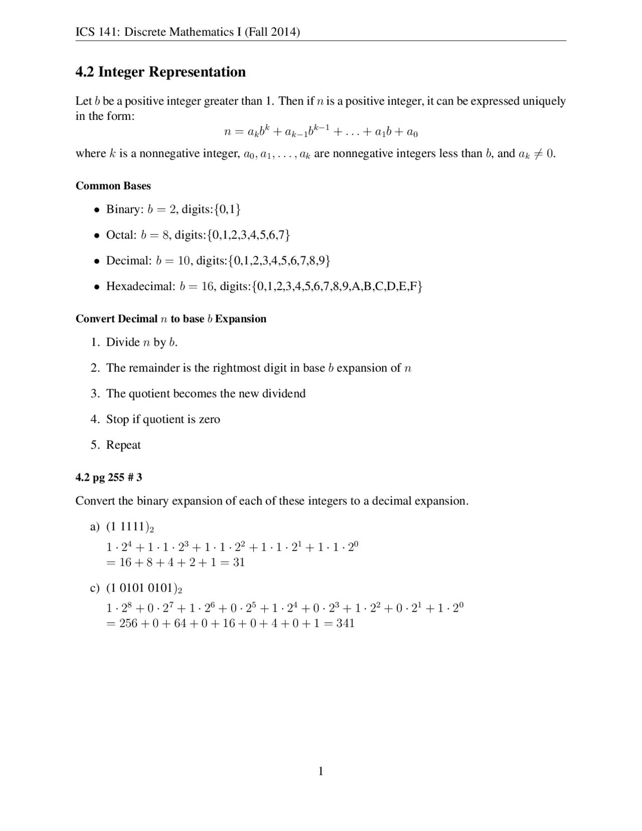 Discrete Mathematics I (Fall 2014) | Exercises Discrete Mathematics ...