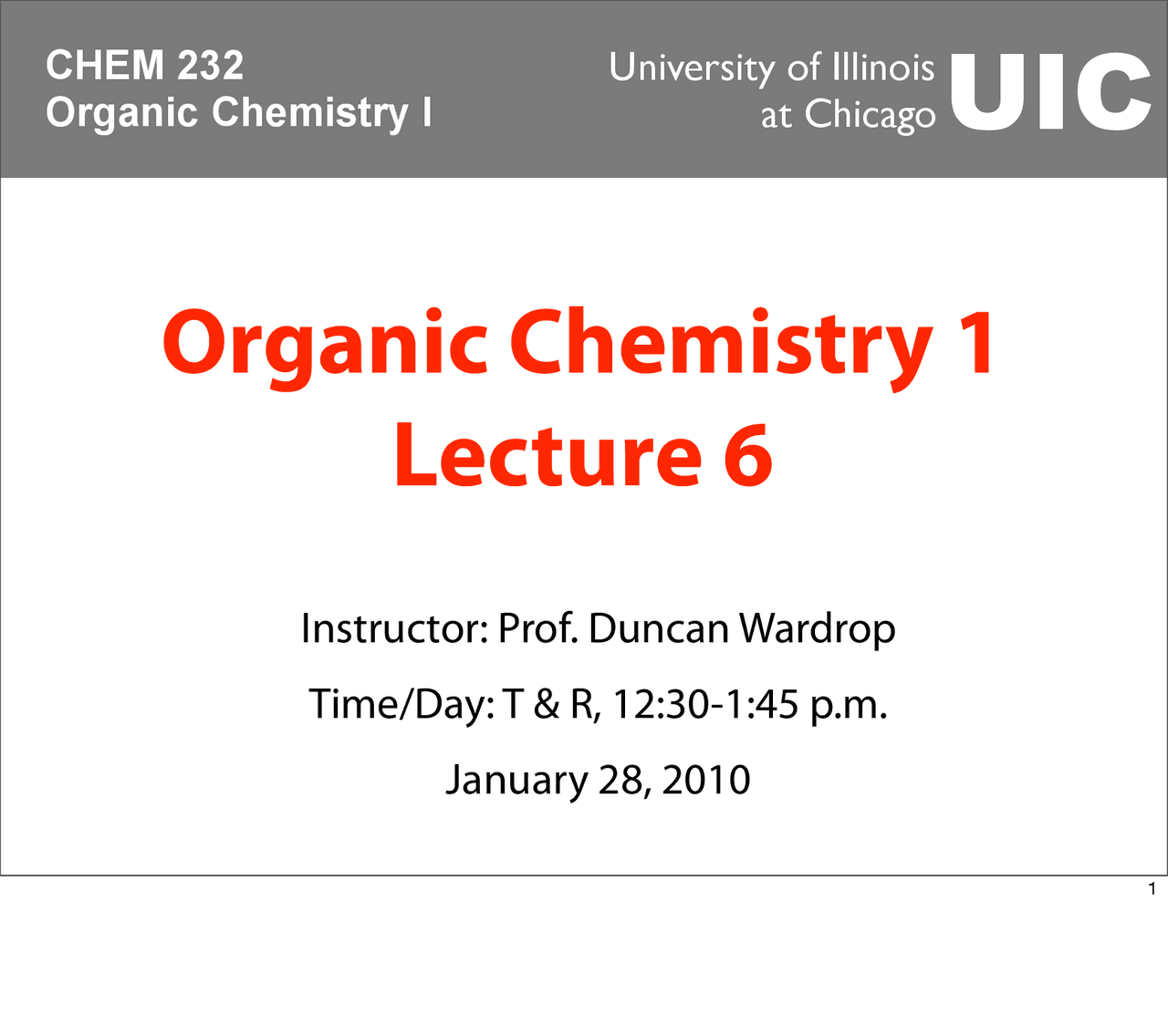 Organic Chemistry 1 Lecture 6 | Study notes Organic Chemistry | Docsity