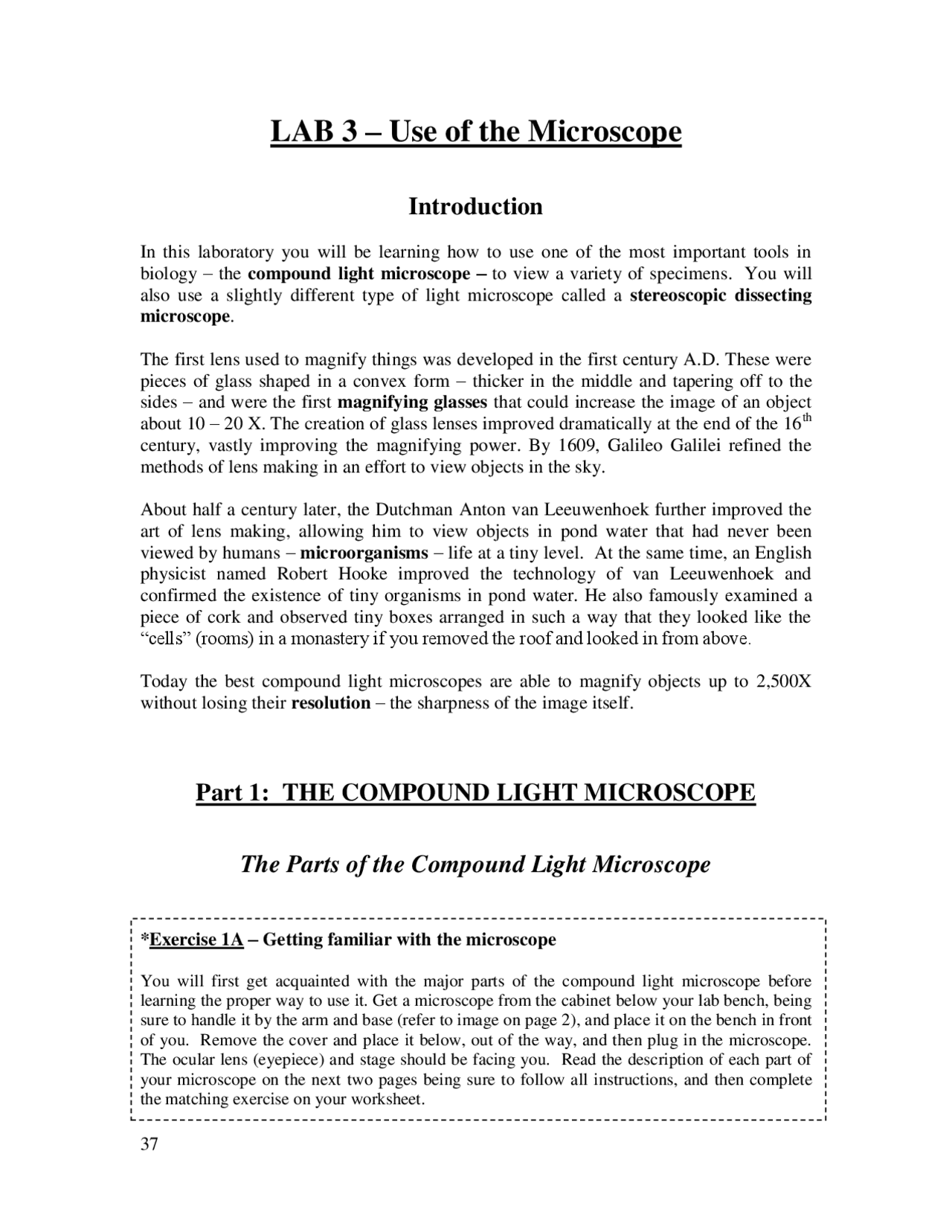 LAB 3 – Use of the Microscope | Exams Biology | Docsity
