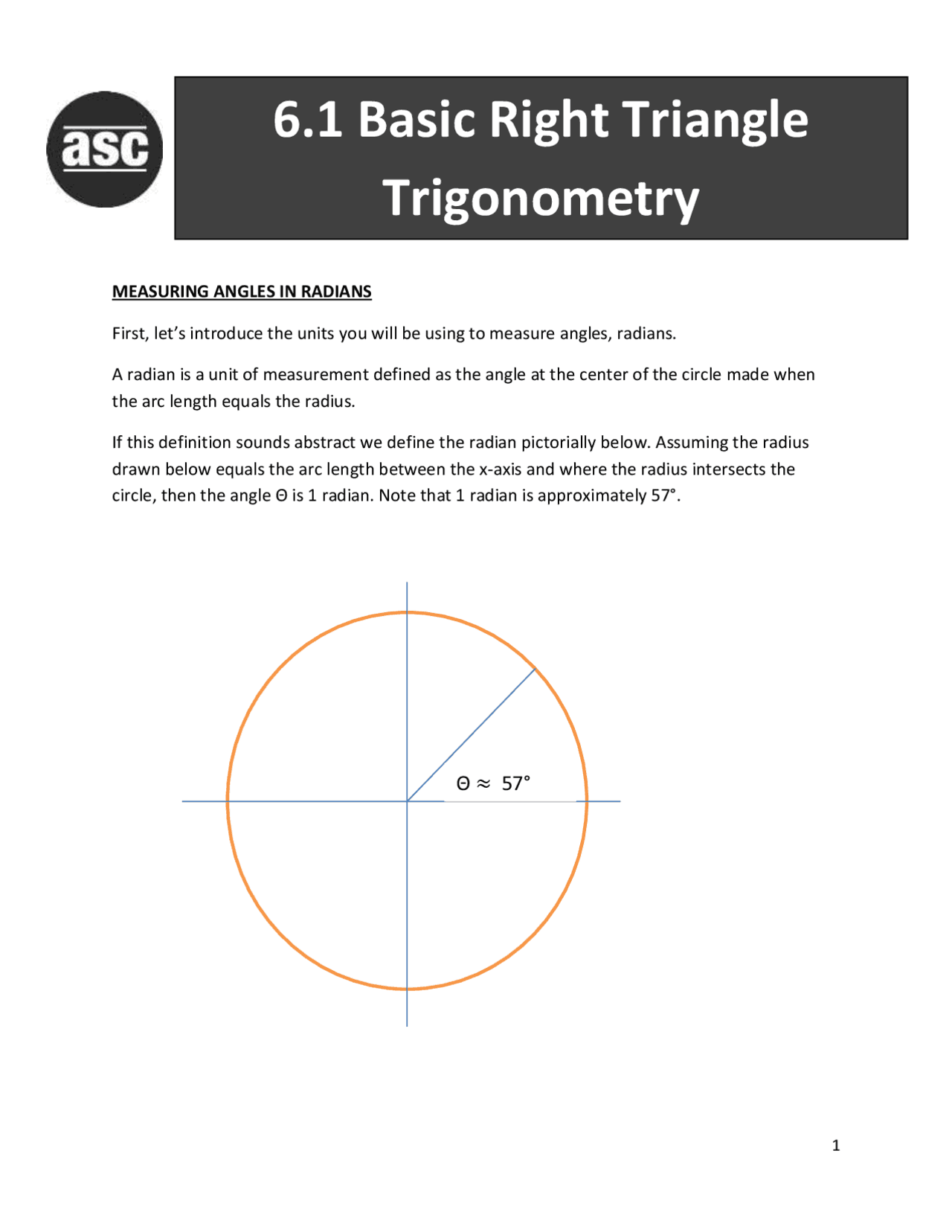 6.1 Basic Right Triangle Trigonometry | Slides Trigonometry | Docsity