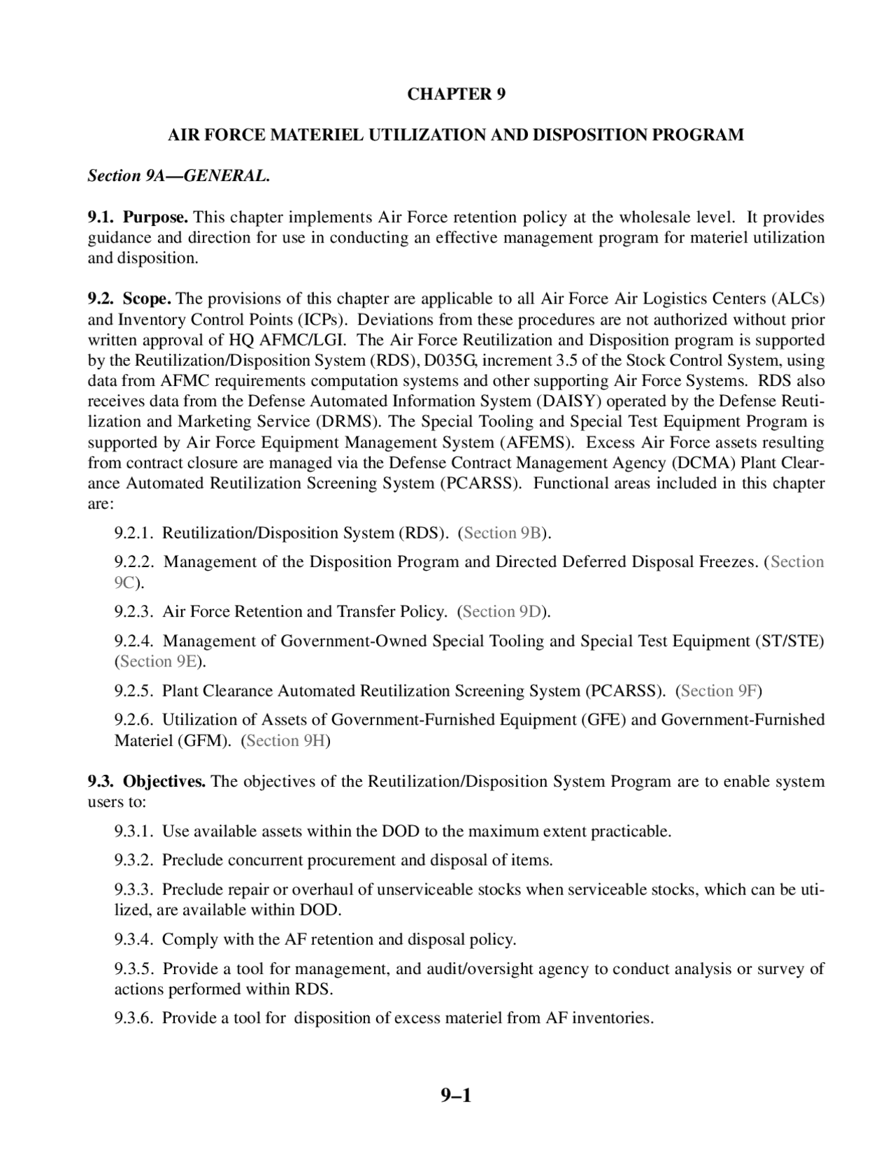 CHAPTER 9 AIR FORCE MATERIEL UTILIZATION AND ... | Exams Logistics ...
