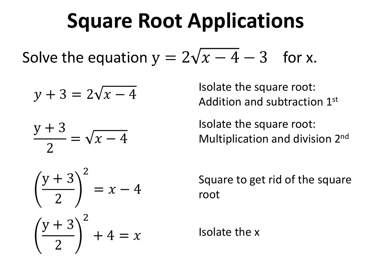 Square Root Applications | Exams Calculus | Docsity