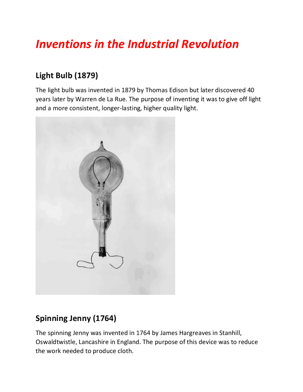 Inventions in the Industrial Revolution | Study notes Industrial ...
