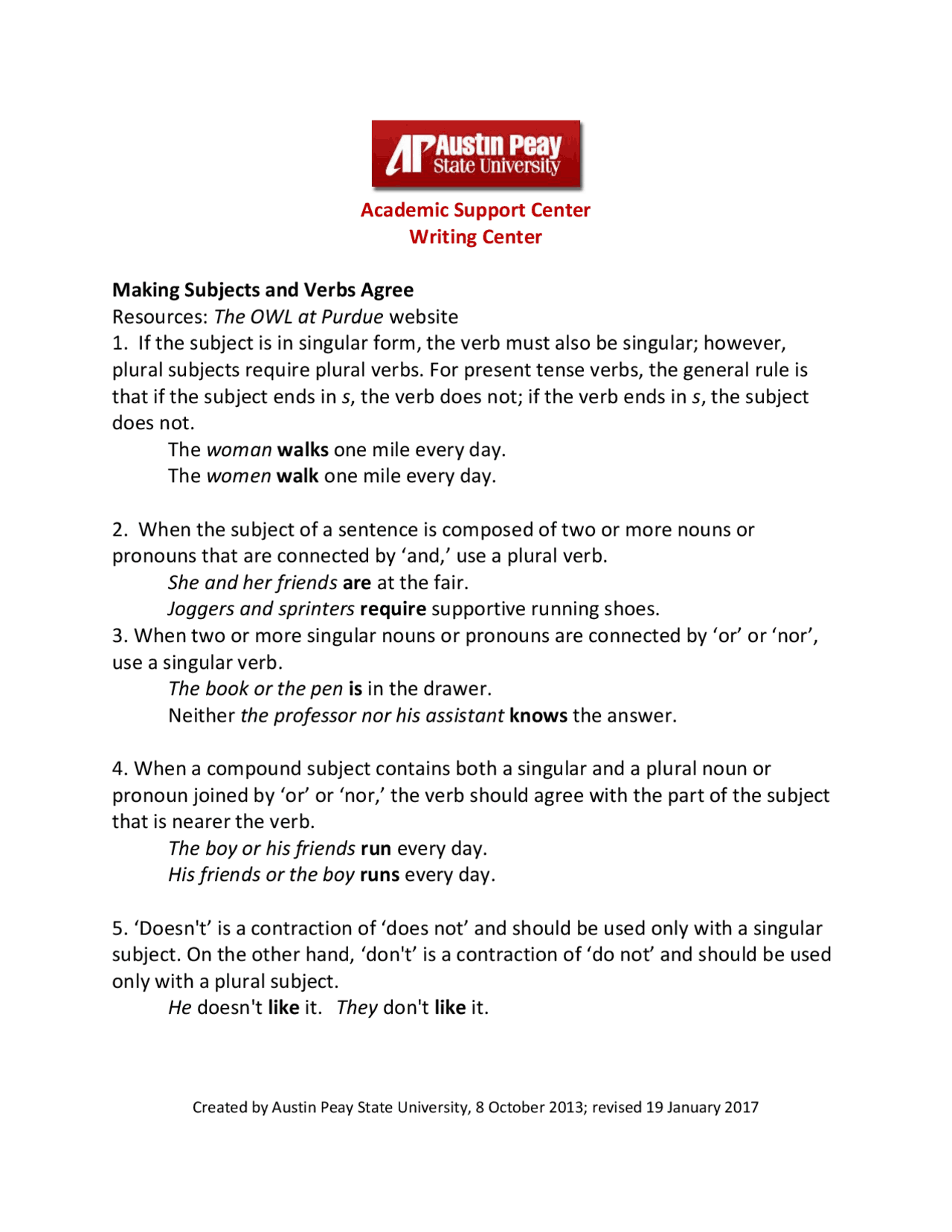 Making Subjects and Verbs Agree | Summaries Mathematics | Docsity