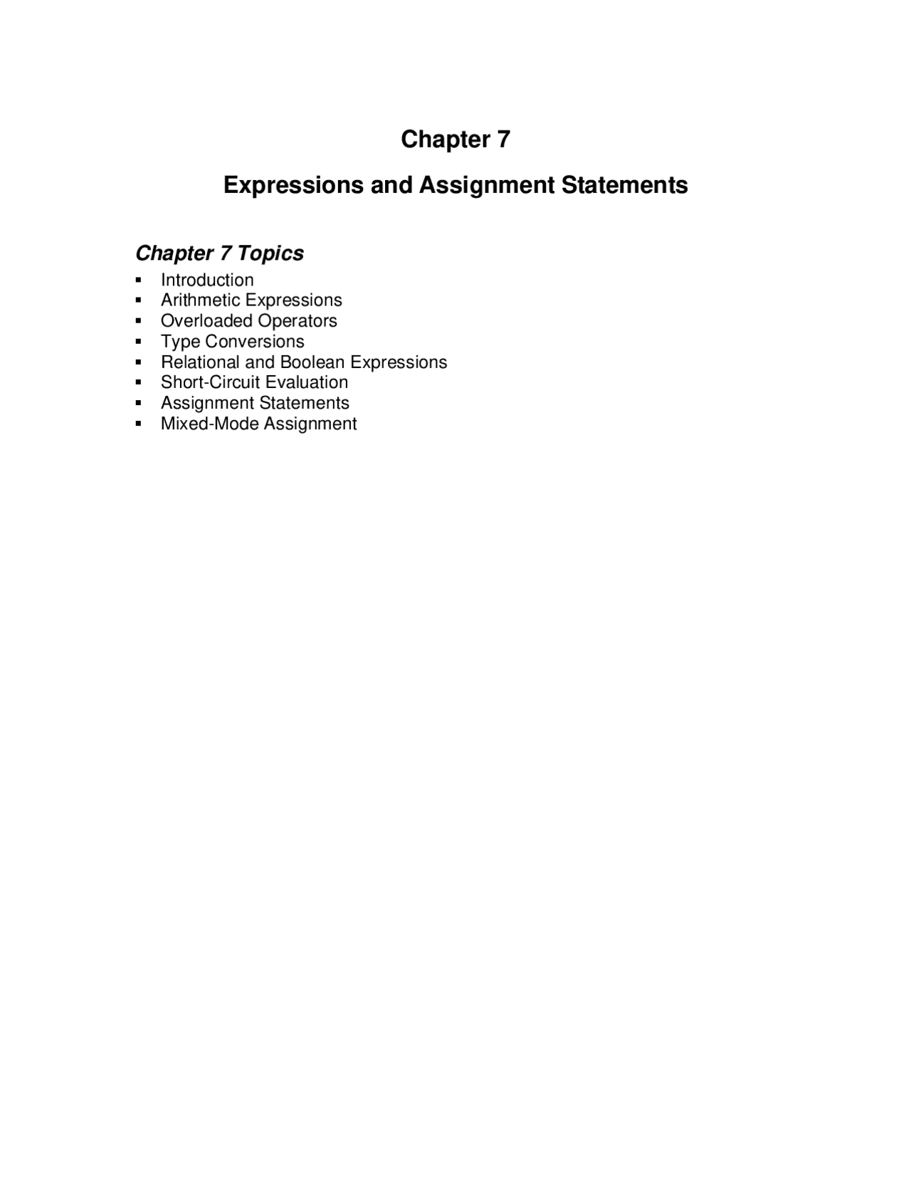 Chapter 7 Expressions and Assignment Statements | Slides Design | Docsity