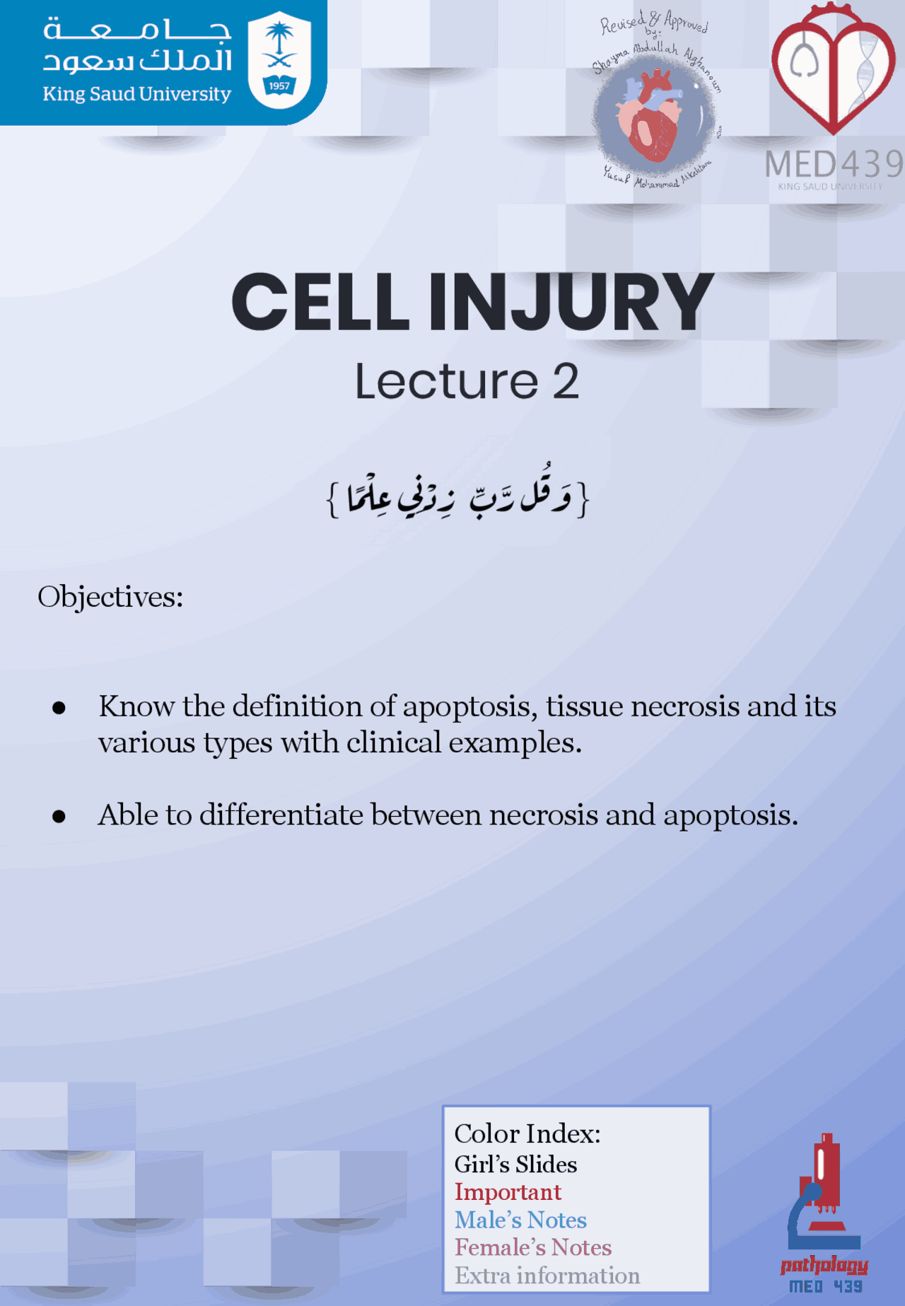 CELL INJURY | Lecture notes Architecture | Docsity