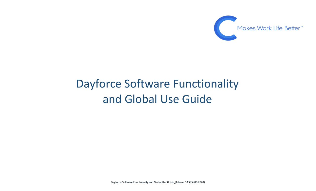 Dayforce Software Functionality and Global Use Guide | Study notes ...