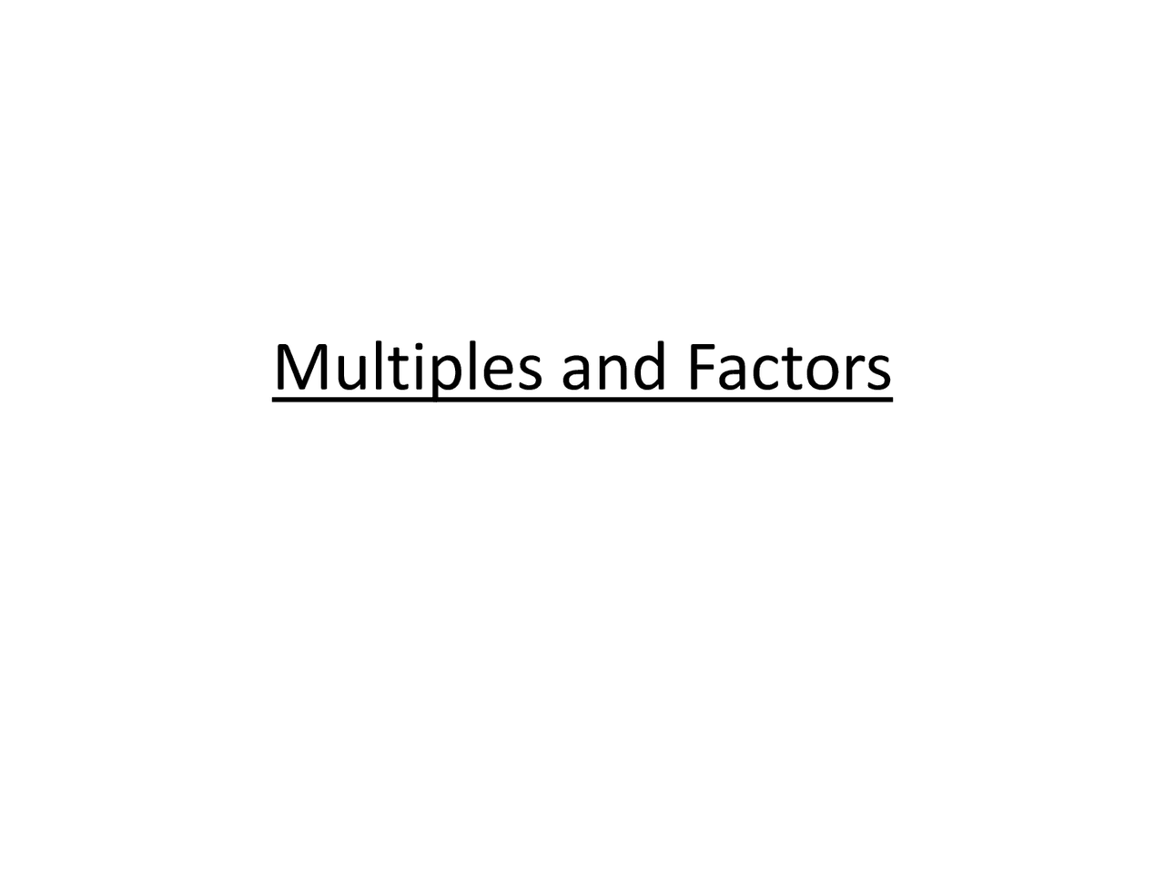 Multiples and Factors | Study notes Elementary Mathematics | Docsity