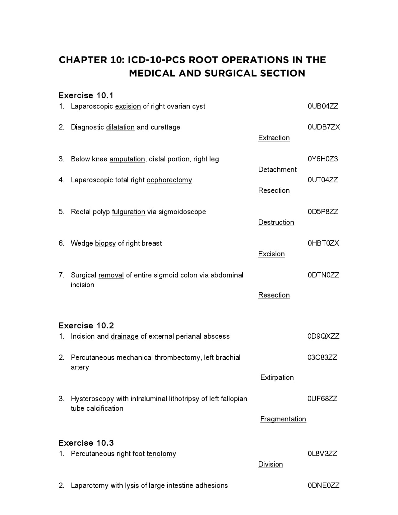 CHAPTER 10: ICD-10-PCS ROOT OPERATIONS IN THE ... | Exercises Medical ...