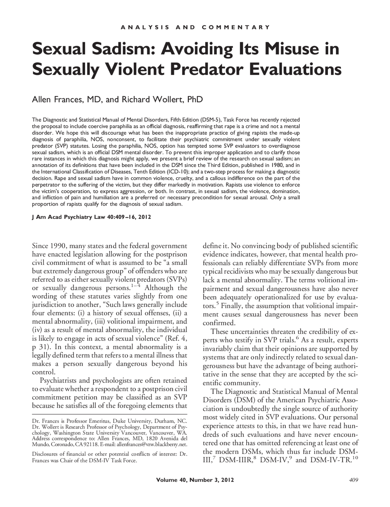 Violent Predators Avoiding Its Misuse in Sexually Violent Predator Evaluations ...