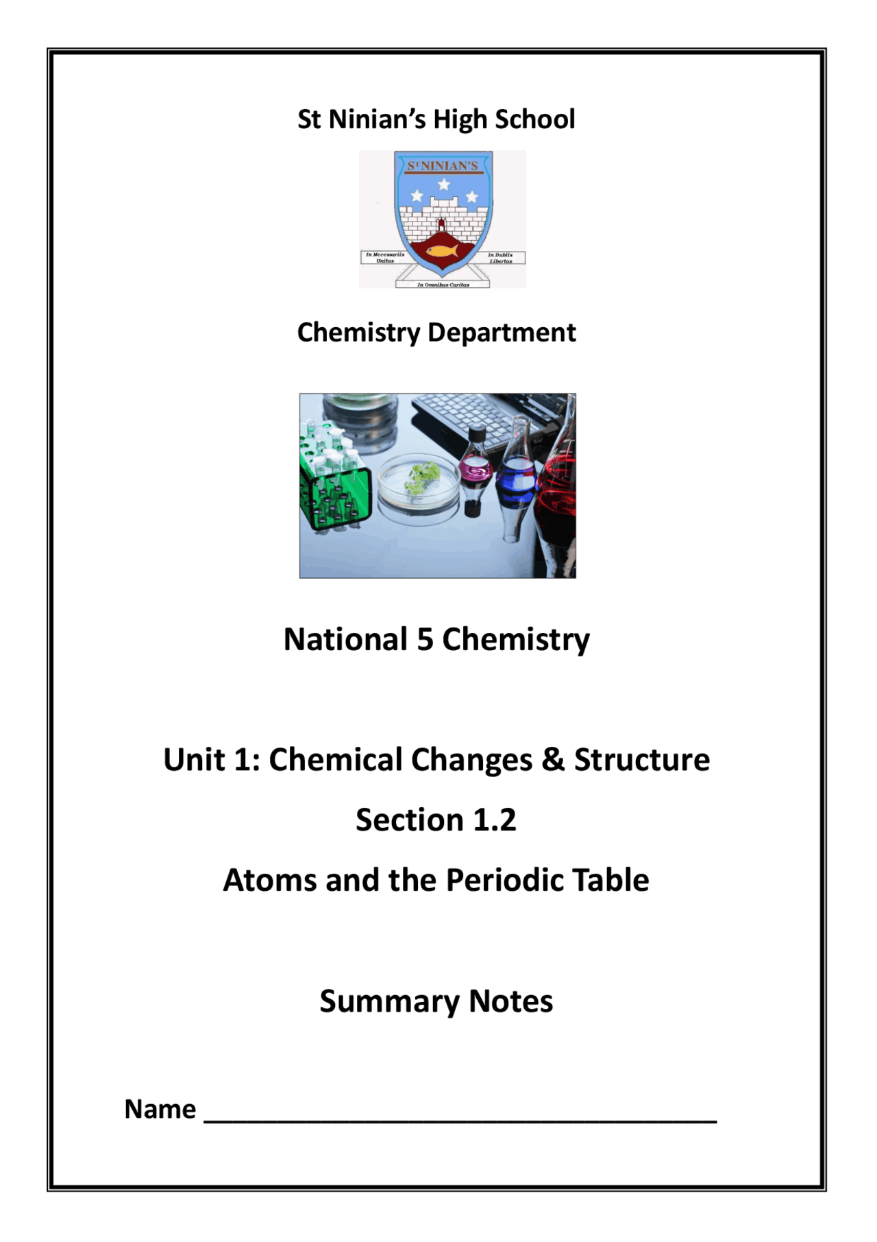Section 1.2 Atoms and the Periodic Table Summary Notes | Slides ...