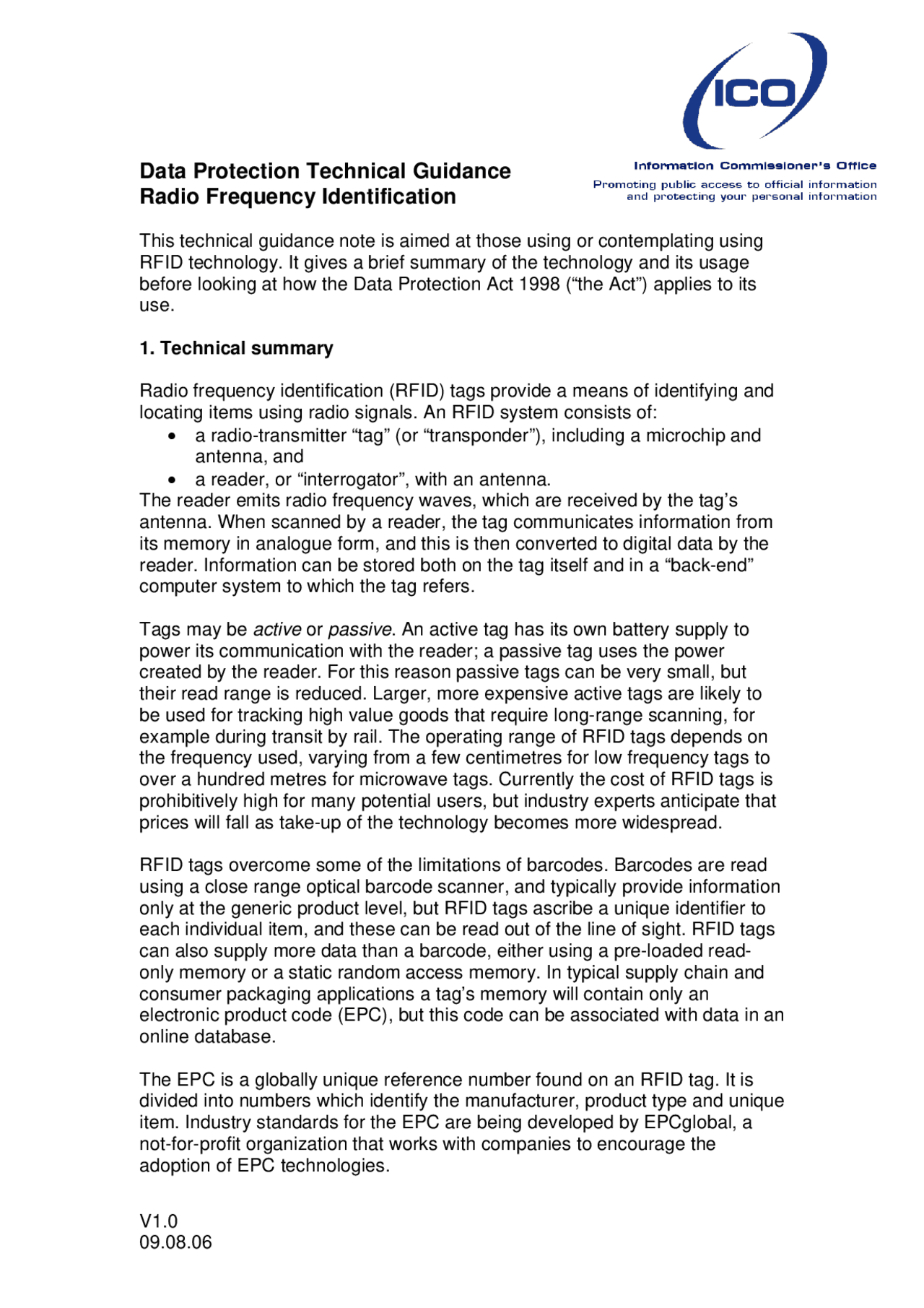 Data Protection Technical Guidance Radio Frequency ... | Schemes and ...