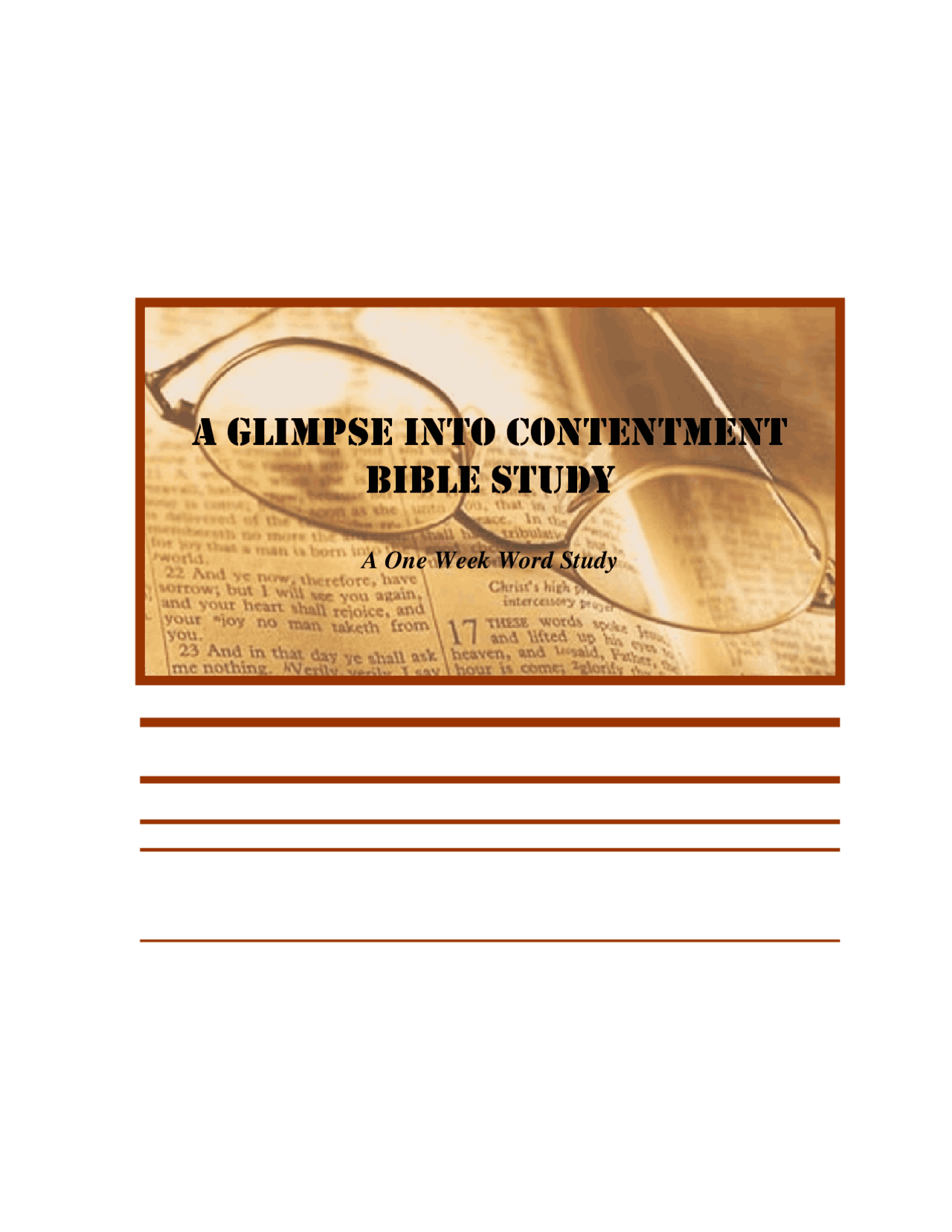 A Glimpse into Contentment BiBle study | Study notes English | Docsity