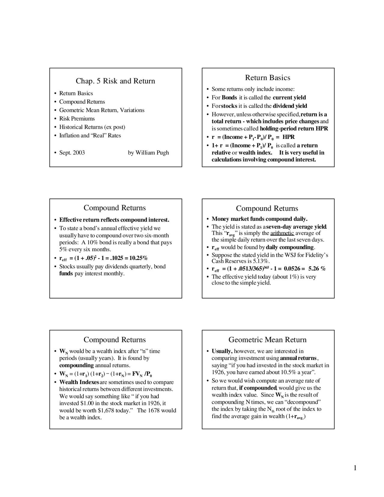 ch.5 risk - chapter 5 risk and return chapter 5 risk... Chap. 5 Risk and Return | Lecture notes Analytical Geometry and ...