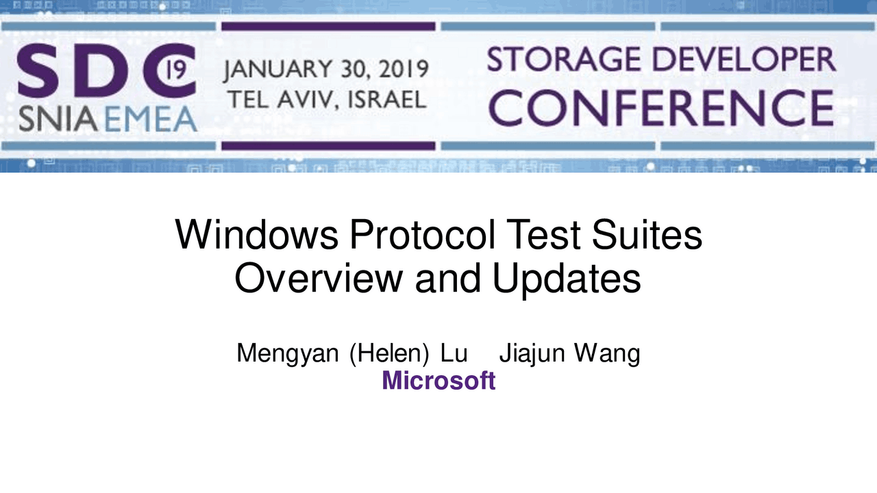 Windows Protocol Test Suites Overview and Updates Study notes Design